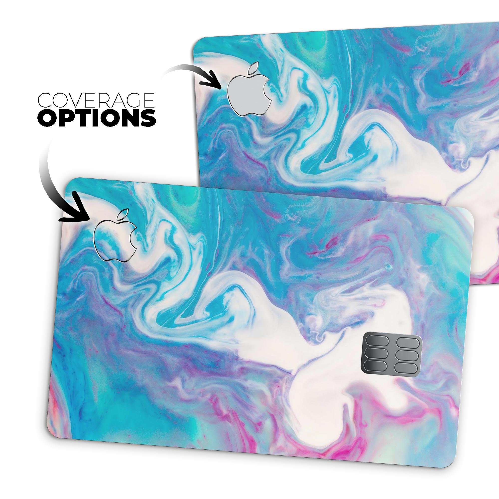 Marbleized Blue Paradise V45 decal skin for Apple Card, showcasing a vibrant blue marble design with a glossy finish.