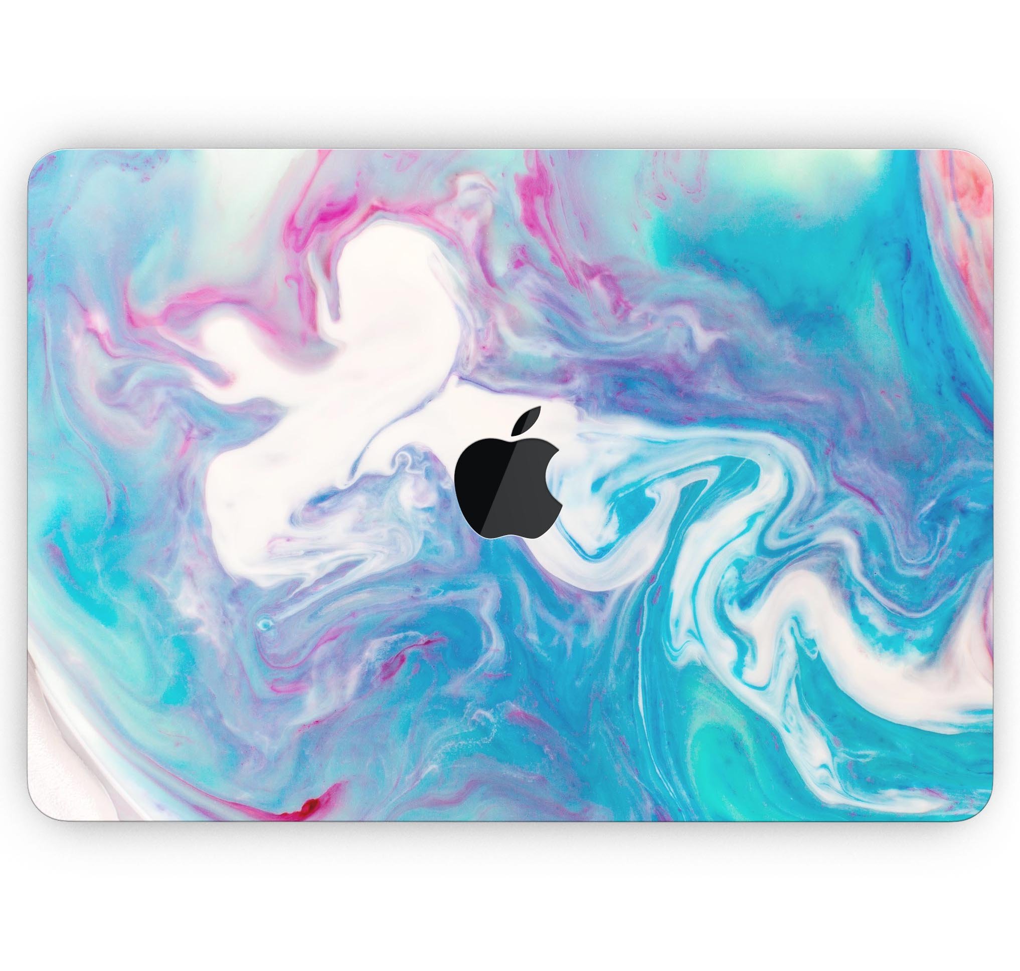 Marbleized Blue Paradise V45 skin decal wrap kit for MacBook, showcasing a vibrant blue marble design with a glossy finish.