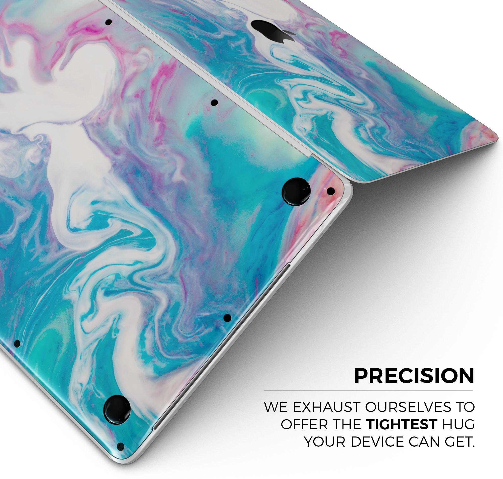 Marbleized Blue Paradise V45 skin decal wrap kit for MacBook, showcasing a vibrant blue marble design with a glossy finish.