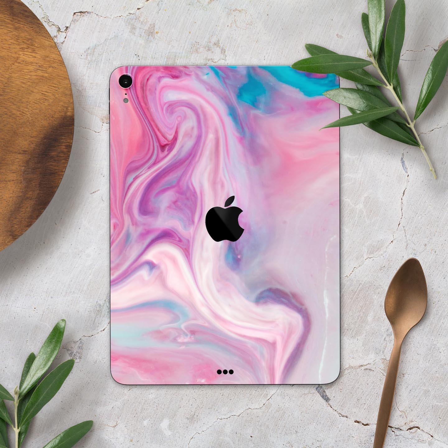 Marbleized Color Paradise V2 skin decal for Apple iPad, showcasing a vibrant marble design with a smooth finish.