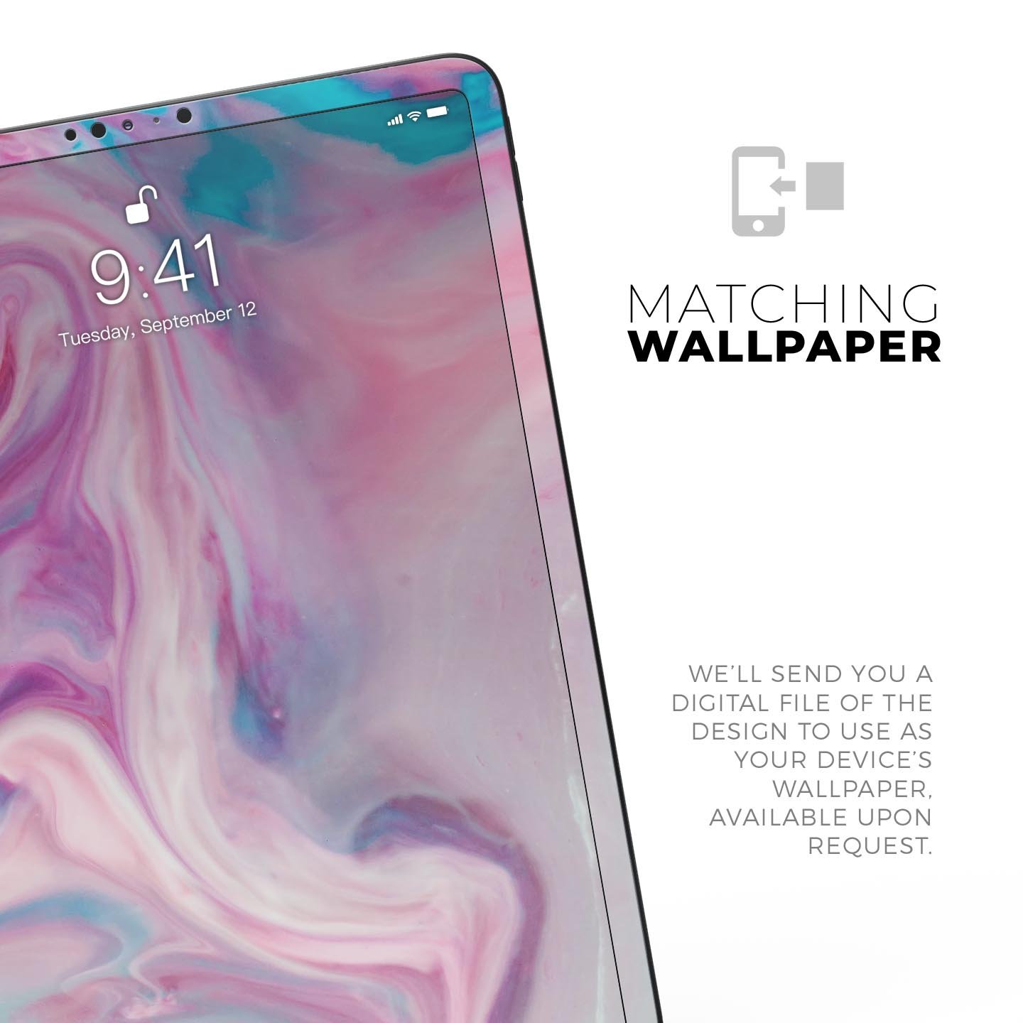 Marbleized Color Paradise V2 skin decal for Apple iPad, showcasing a vibrant marble design with a smooth finish.