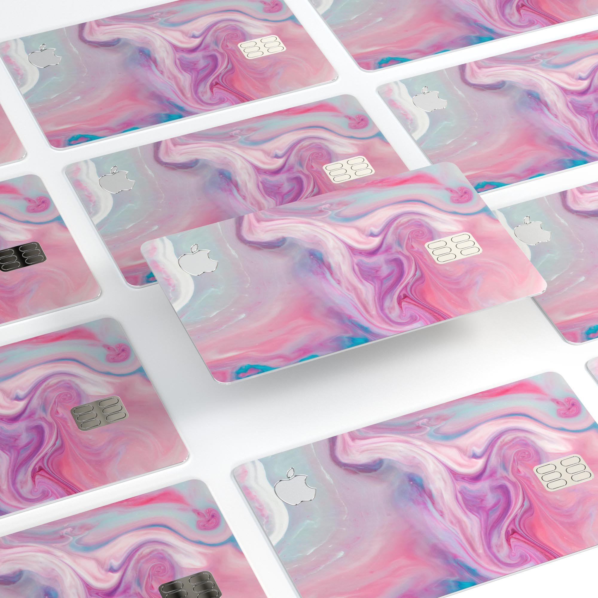 Marbleized Color Paradise V2 decal skin for Apple Card, showcasing a vibrant marble design with a glossy finish.