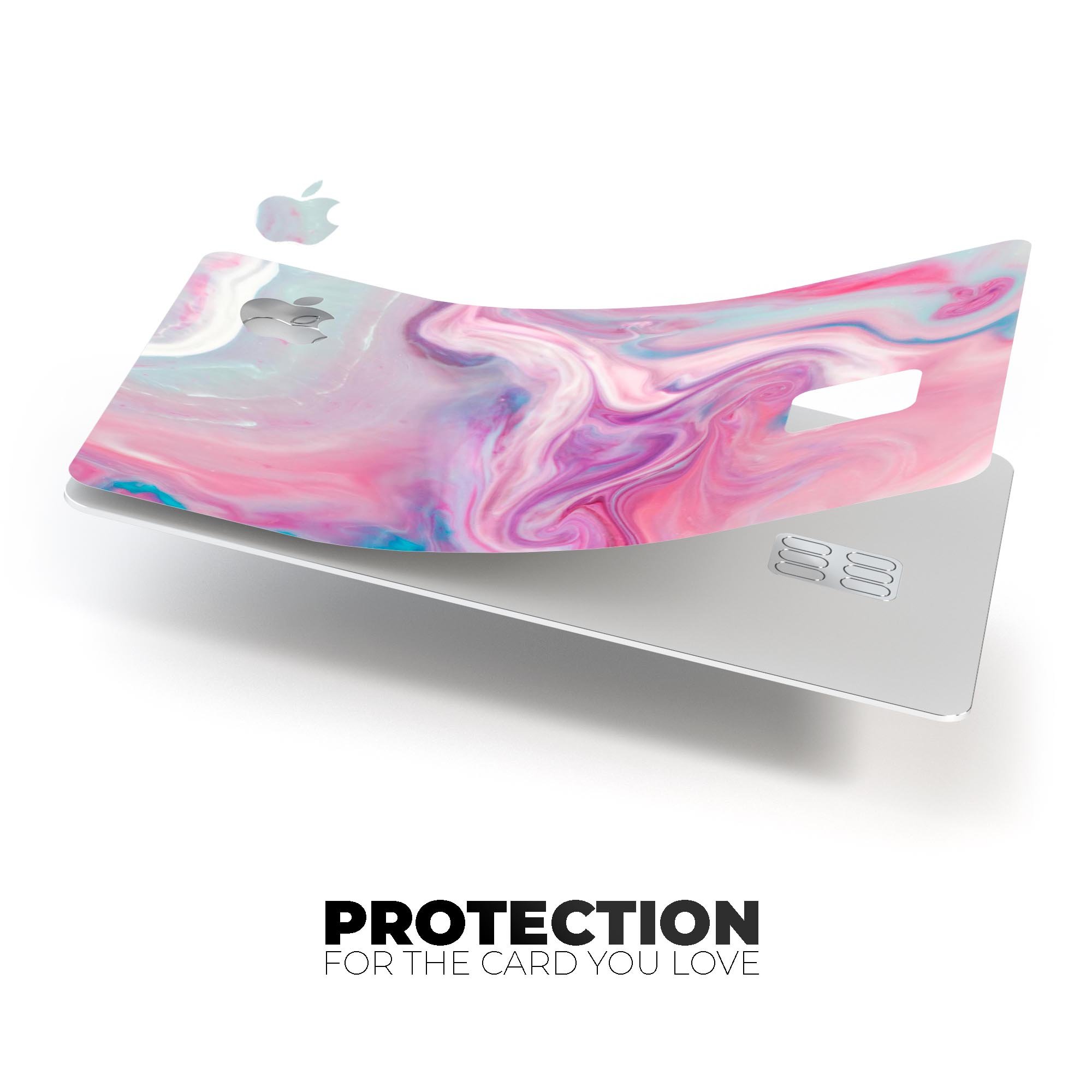 Marbleized Color Paradise V2 decal skin for Apple Card, showcasing a vibrant marble design with a glossy finish.