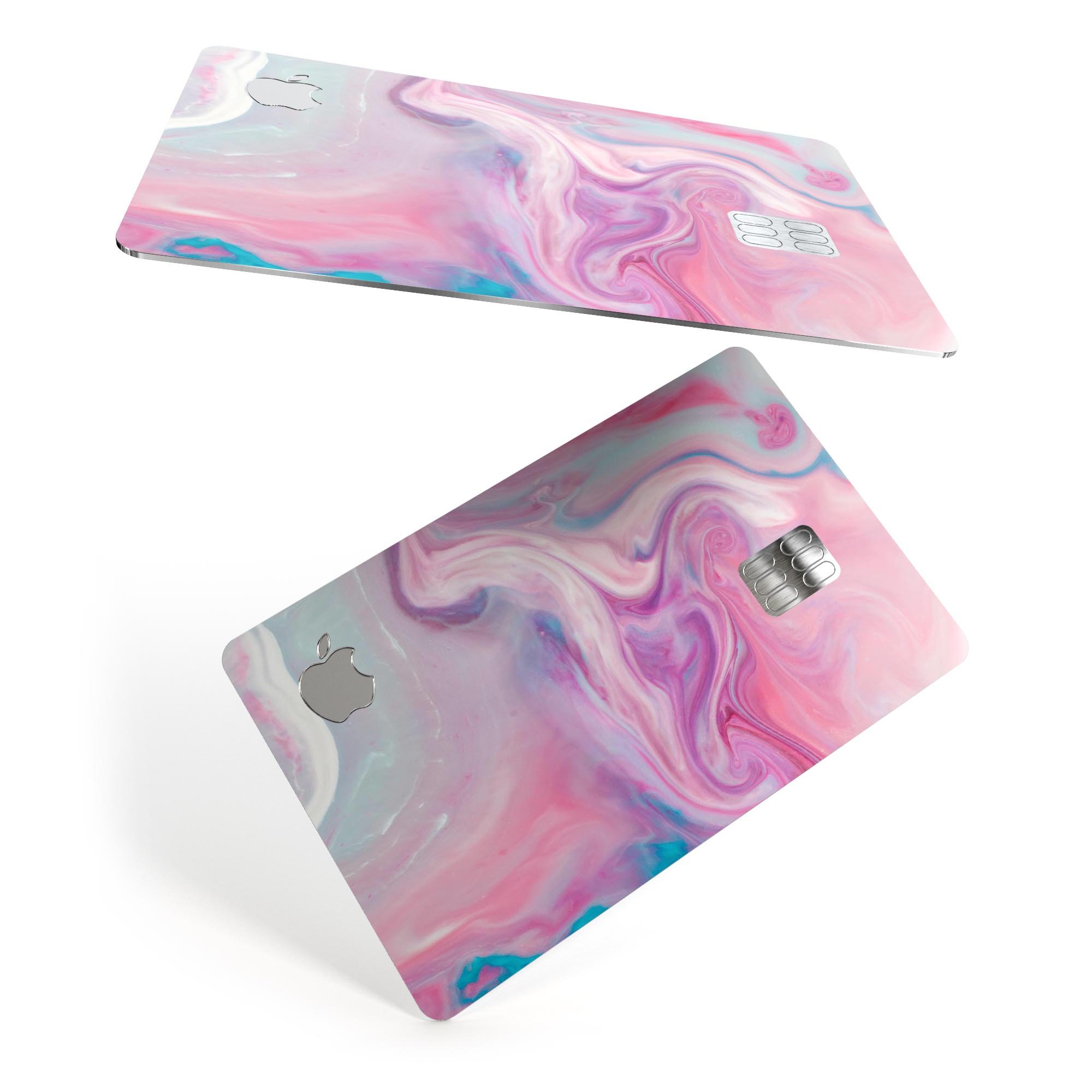 Marbleized Color Paradise V2 decal skin for Apple Card, showcasing a vibrant marble design with a glossy finish.