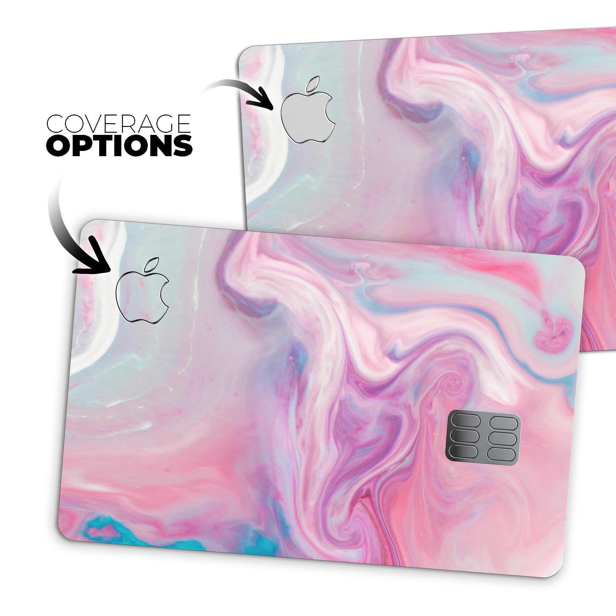 Marbleized Color Paradise V2 decal skin for Apple Card, showcasing a vibrant marble design with a glossy finish.