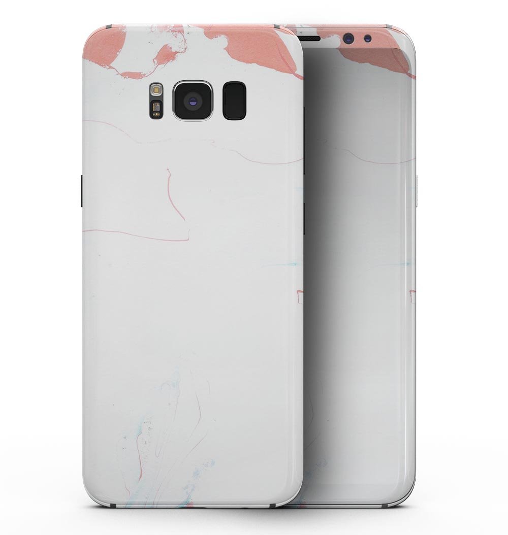 Marbleized Coral and Mint skin kit for Samsung Galaxy S8, showcasing vibrant colors and sleek design.