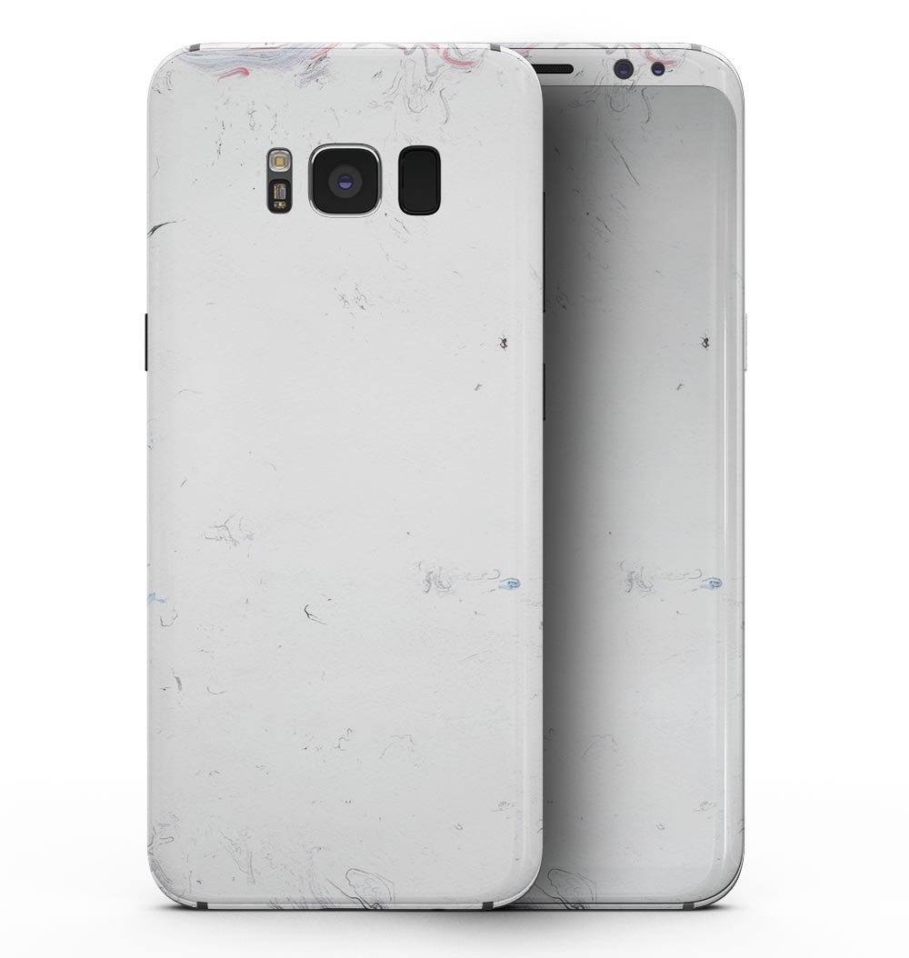 Marbleized light gray full-body skin kit for Samsung Galaxy S8, showcasing its sleek design and premium vinyl material.