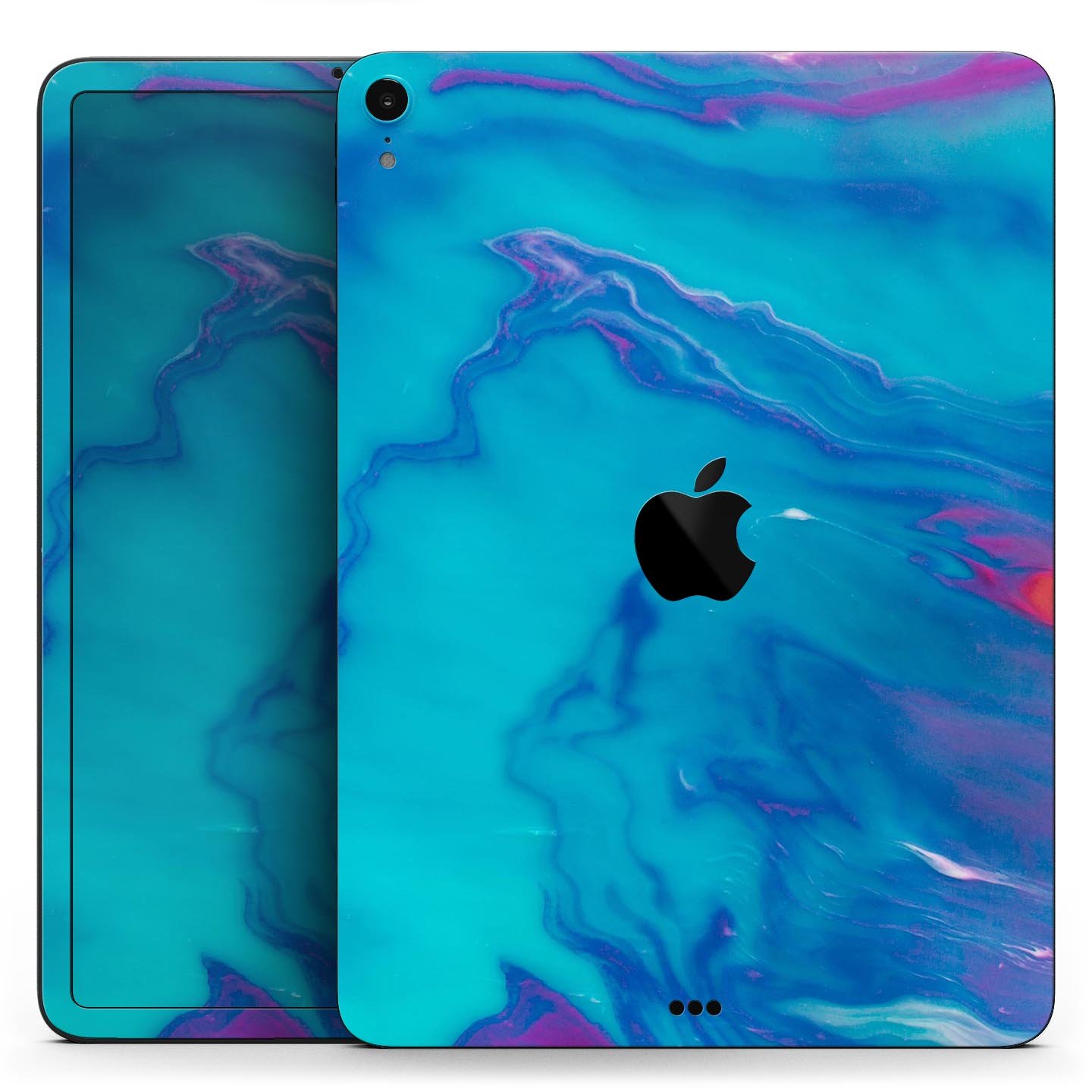 Marbleized Ocean Blue full body skin decal for Apple iPad Pro, showcasing a stylish marble pattern and premium finish.