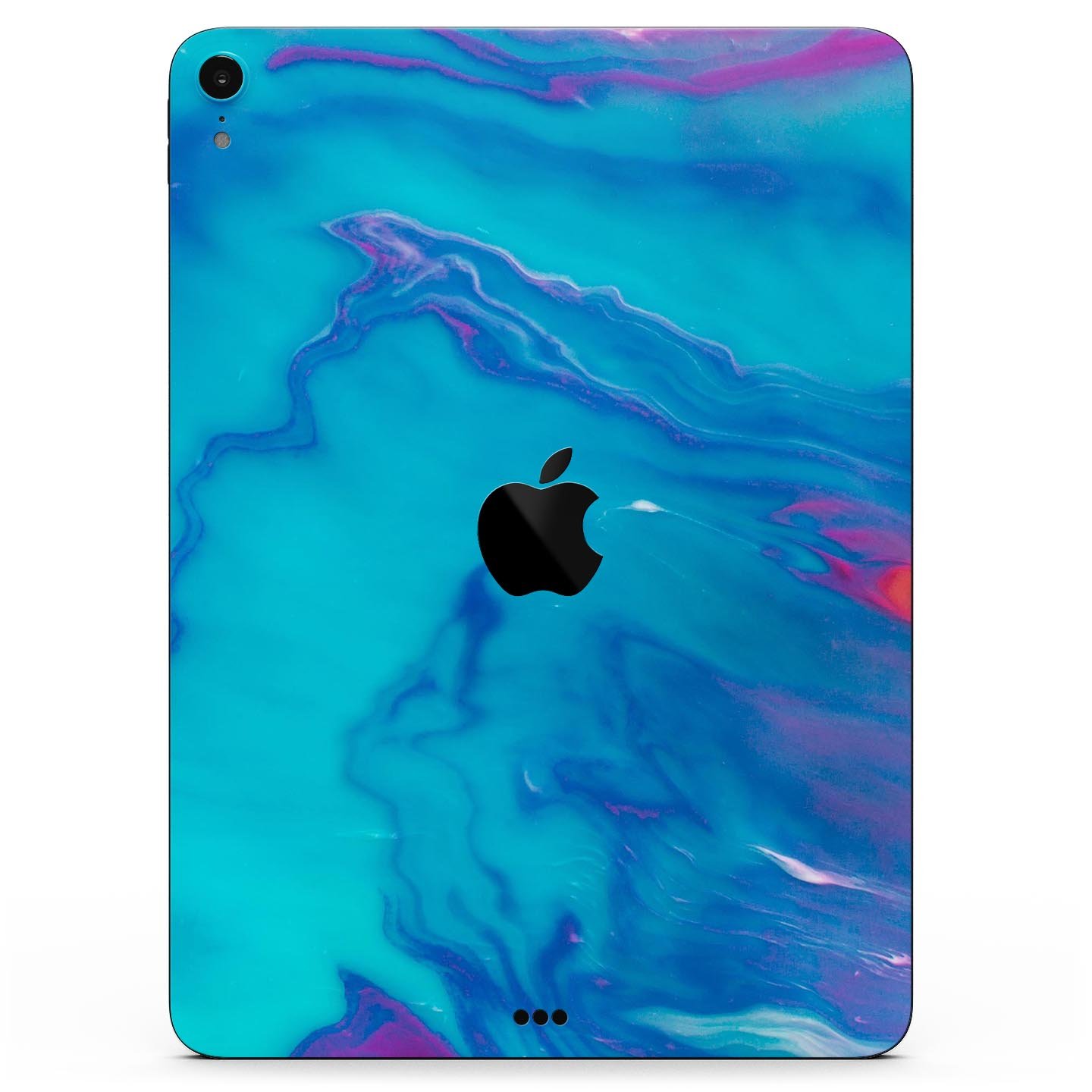 Marbleized Ocean Blue full body skin decal for Apple iPad Pro, showcasing a stylish marble pattern and premium finish.