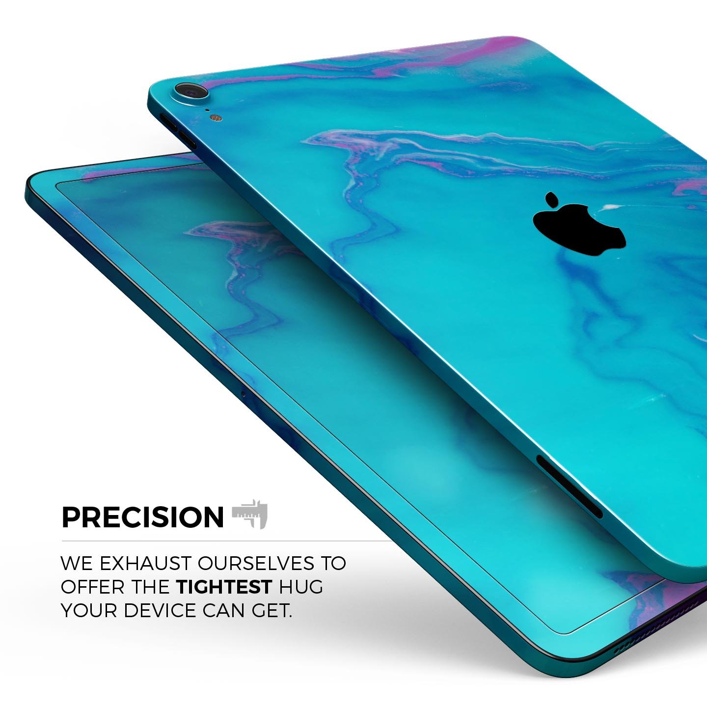 Marbleized Ocean Blue full body skin decal for Apple iPad Pro, showcasing a stylish marble pattern and premium finish.