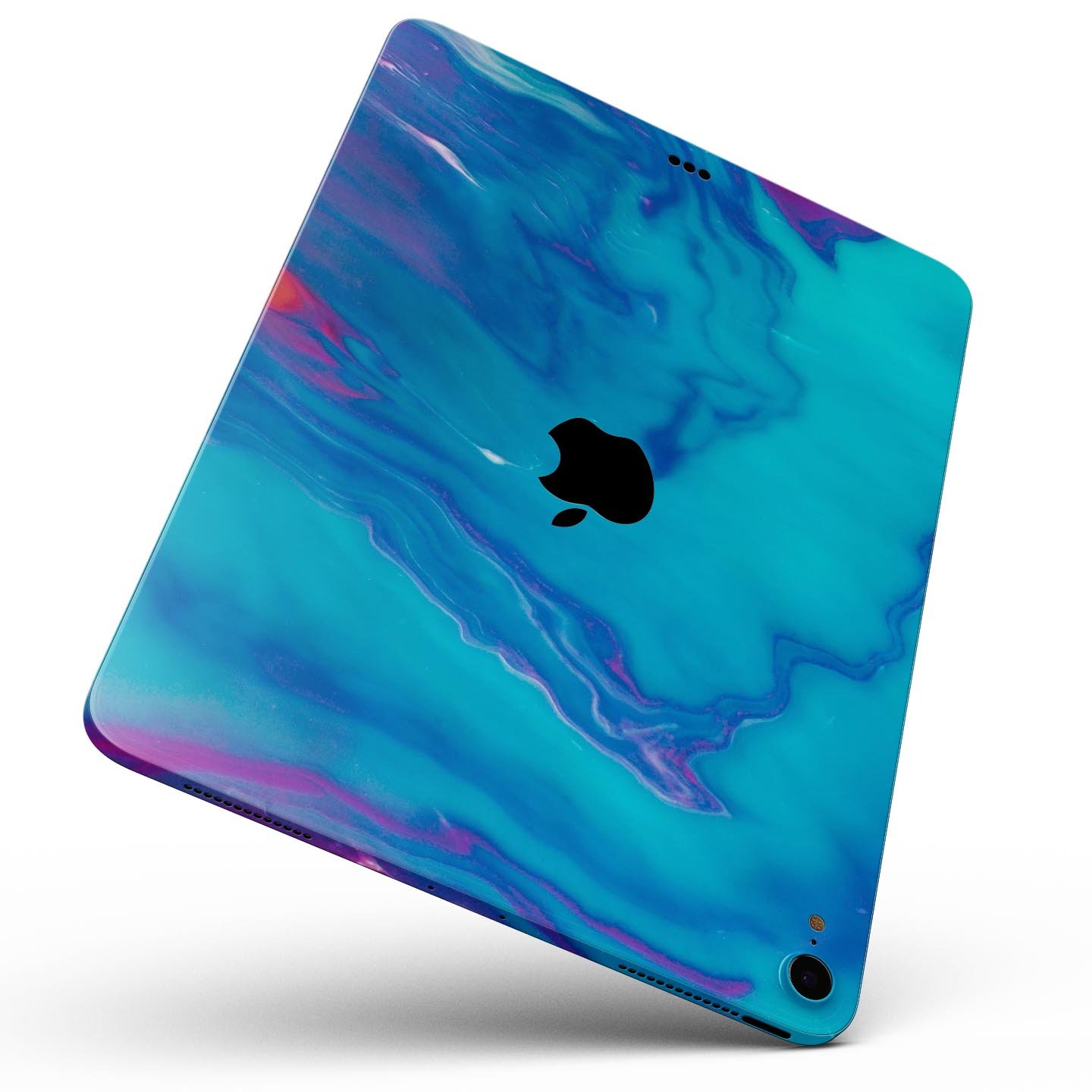 Marbleized Ocean Blue full body skin decal for Apple iPad Pro, showcasing a stylish marble pattern and premium finish.