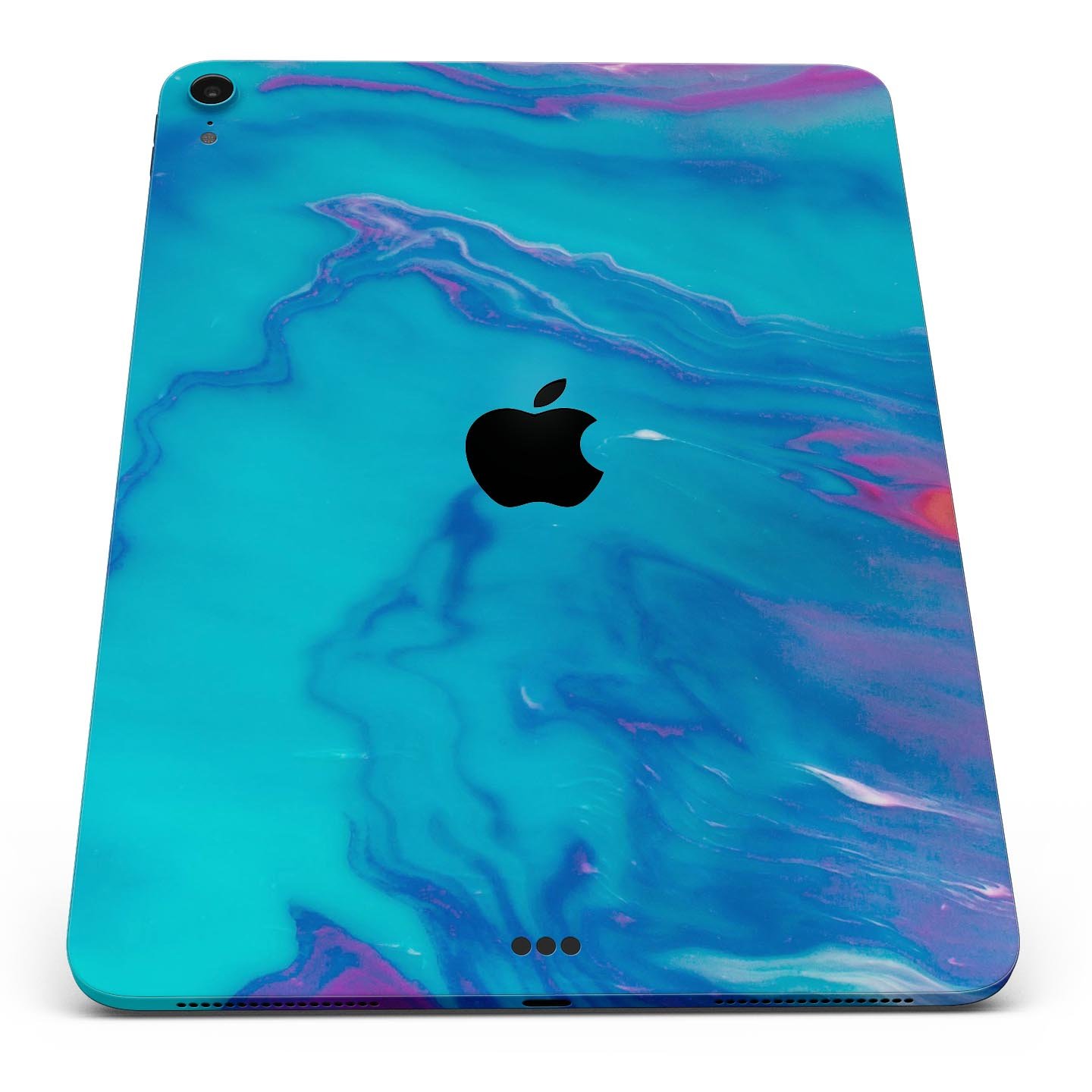 Marbleized Ocean Blue full body skin decal for Apple iPad Pro, showcasing a stylish marble pattern and premium finish.