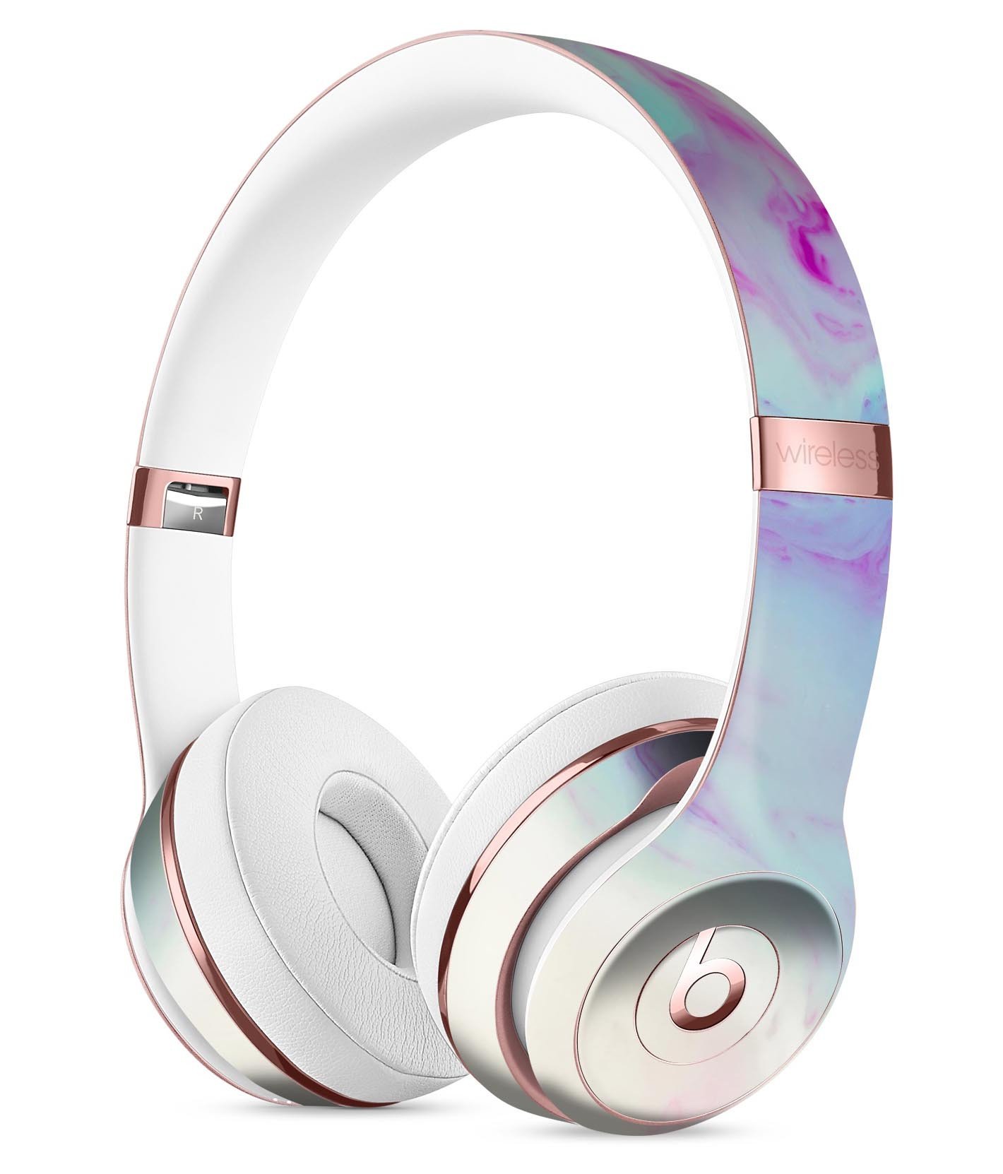 Marbleized Paradise V072 Full-Body Skin Kit for Beats by Dre Solo 3 Wireless Headphones, showcasing a stylish marble design.