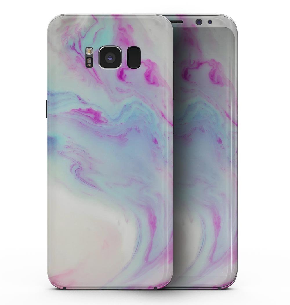 Marbleized Paradise V072 skin on Samsung Galaxy S8, showcasing a stylish marble design with a smooth finish.