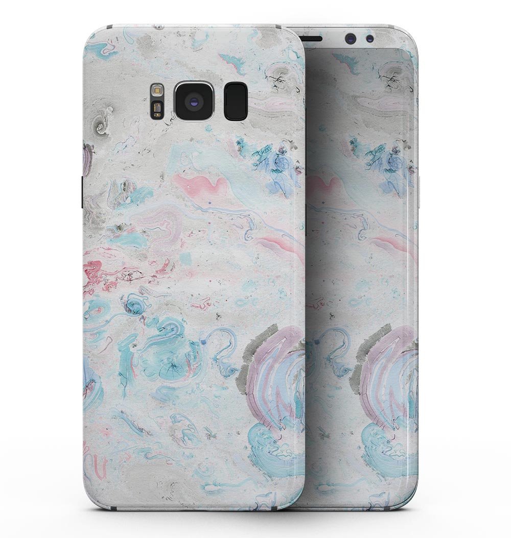 Marbleized Pink and Blue Blotch skin for Samsung Galaxy S8, showcasing vibrant colors and a sleek design.