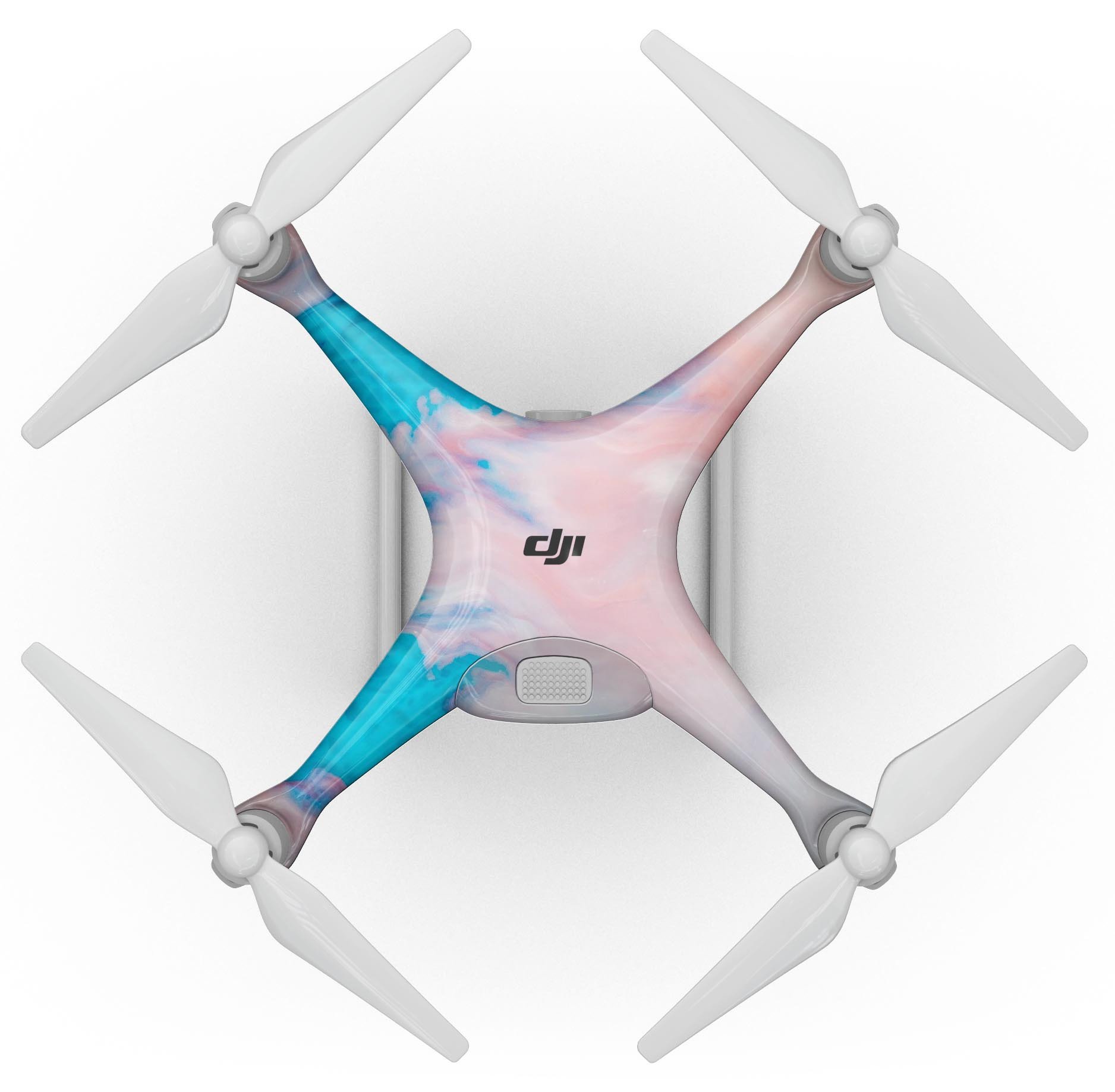 Marbleized Pink and Blue Paradise V322 Full-Body Skin Kit for DJI Phantom 4 Drone, showcasing vibrant colors and a sleek design.