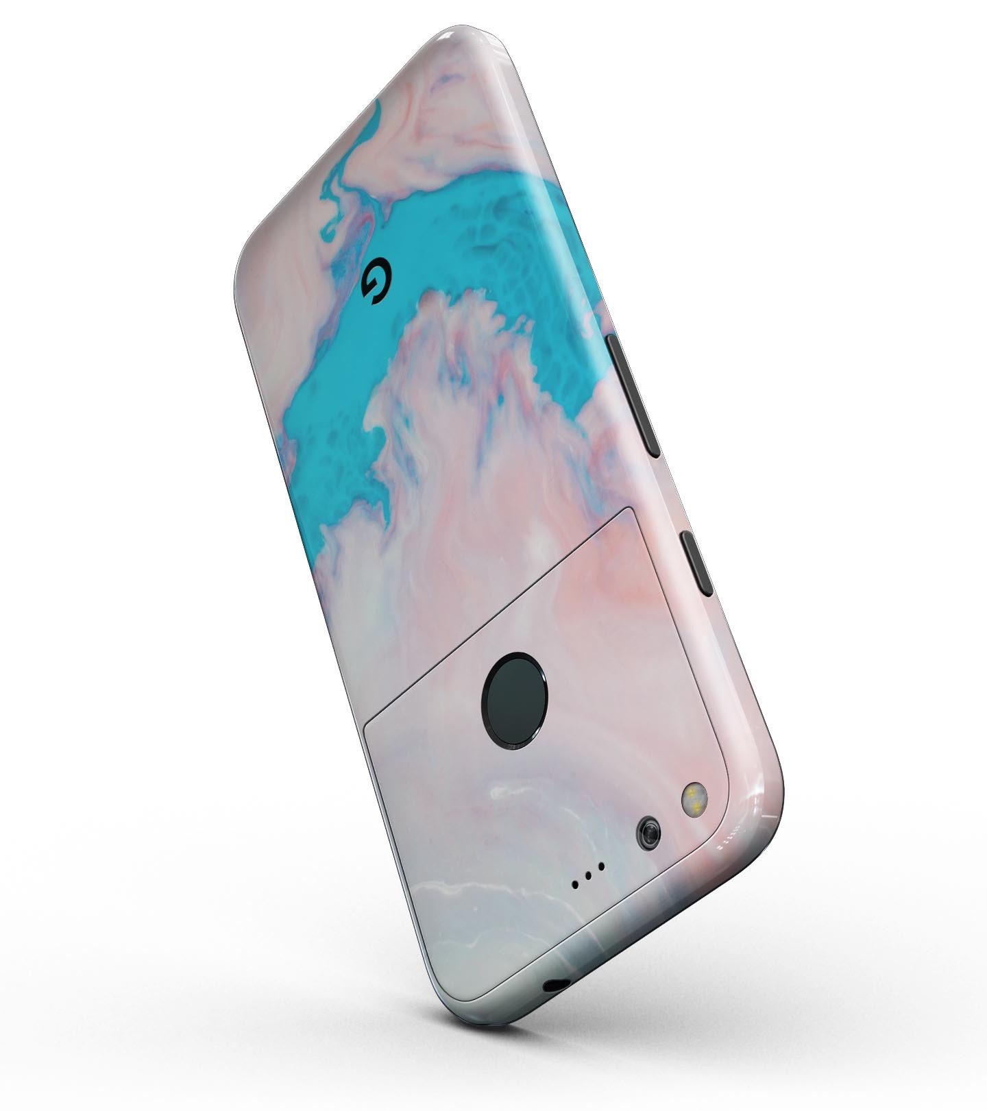 Marbleized Pink and Blue Paradise V322 Full-Body Skin Kit for Google Pixel and Pixel XL, showcasing a vibrant marble design.