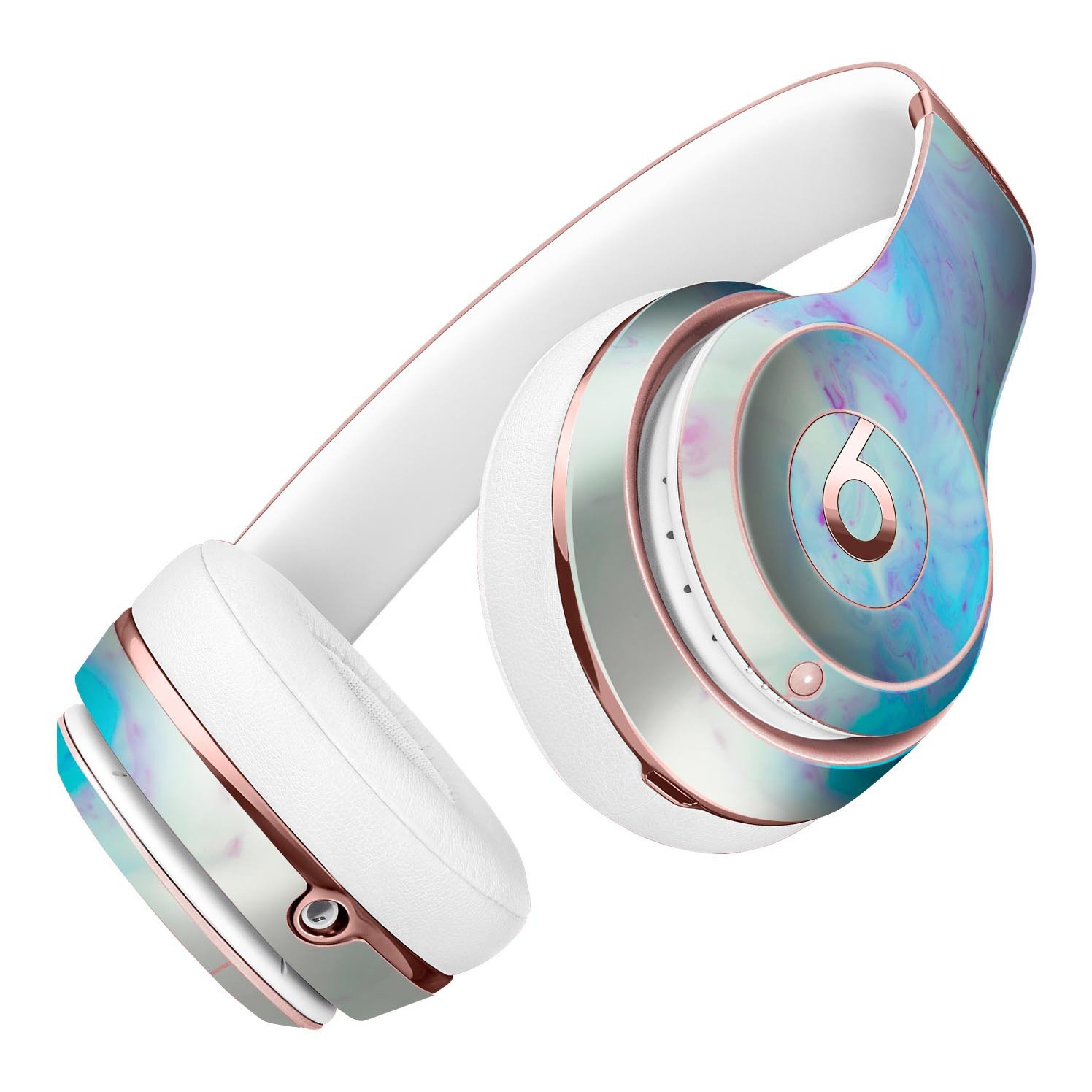 Marbleized Pink and Blue Paradise skin kit for Beats by Dre Solo 3 Wireless Headphones, showcasing vibrant colors and sleek design.