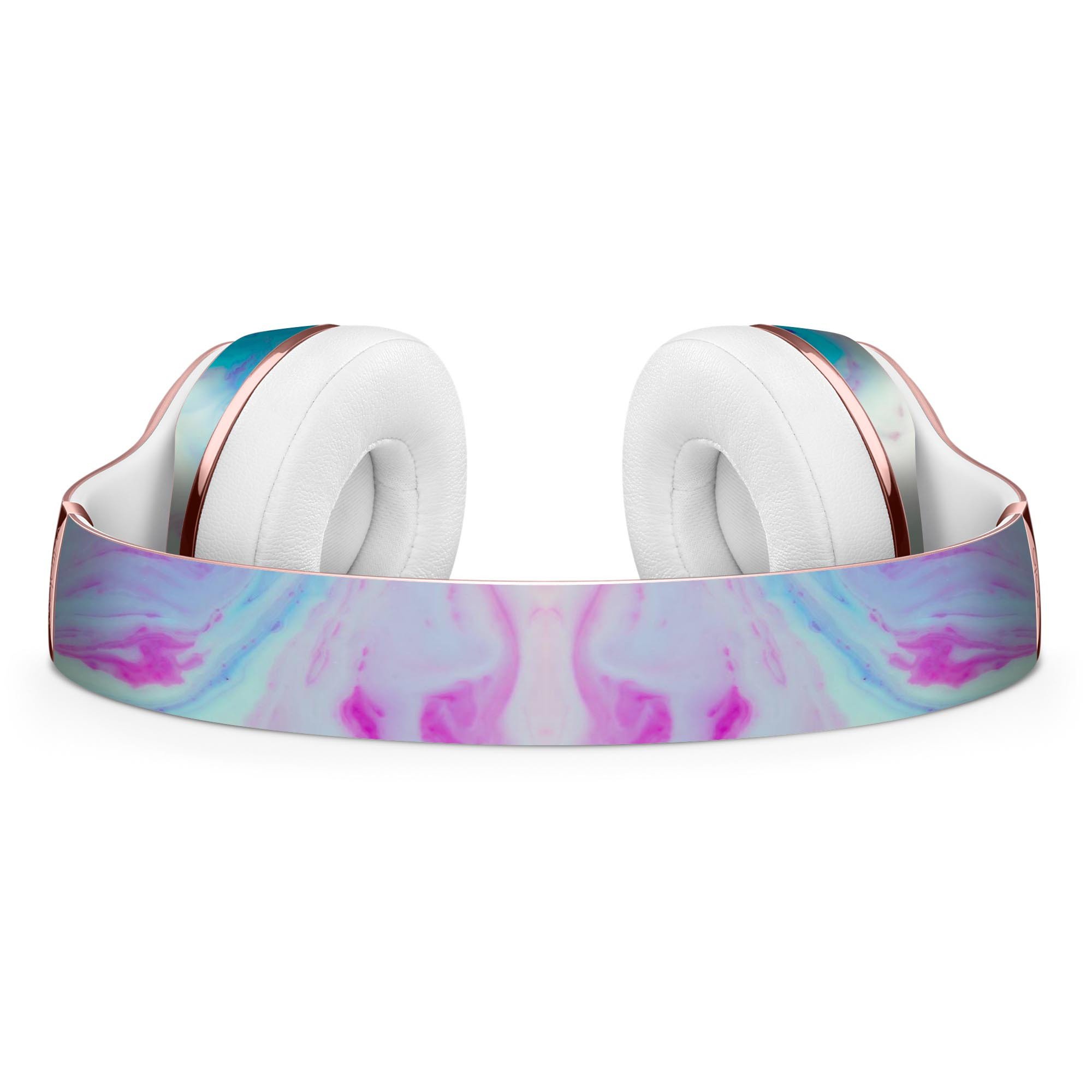 Marbleized Pink and Blue Paradise skin kit for Beats by Dre Solo 3 Wireless Headphones, showcasing vibrant colors and sleek design.