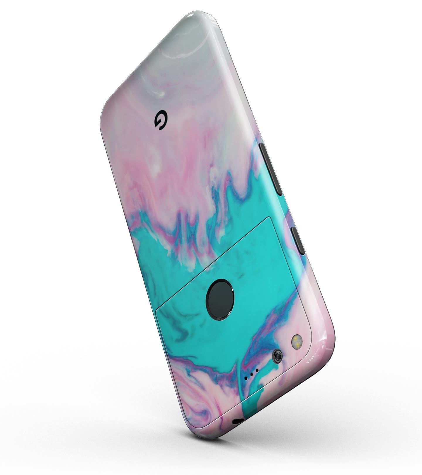 Marbleized Pink and Blue Paradise V432 Full-Body Skin Kit for Google Pixel, showcasing vibrant colors and sleek design.