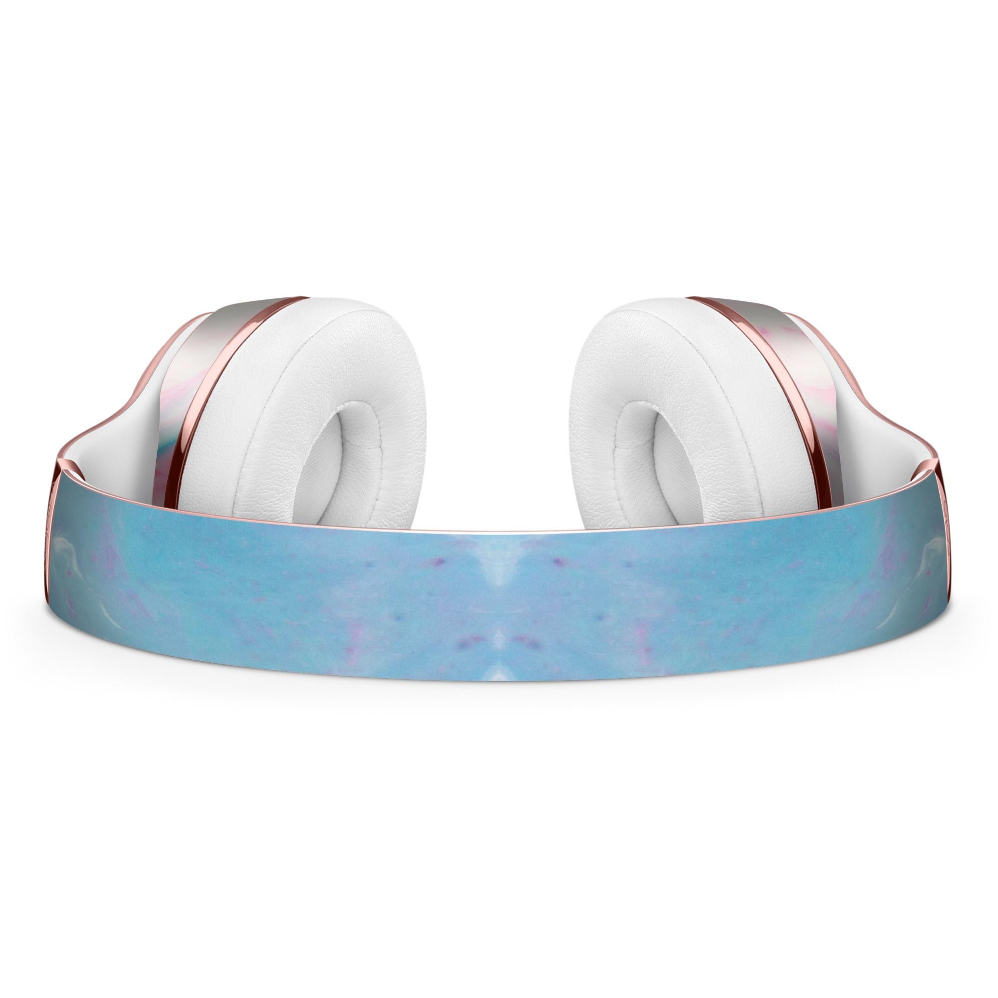 Marbleized Pink and Blue Paradise skin kit for Beats by Dre Solo 3 Wireless headphones, showcasing vibrant colors and sleek design.