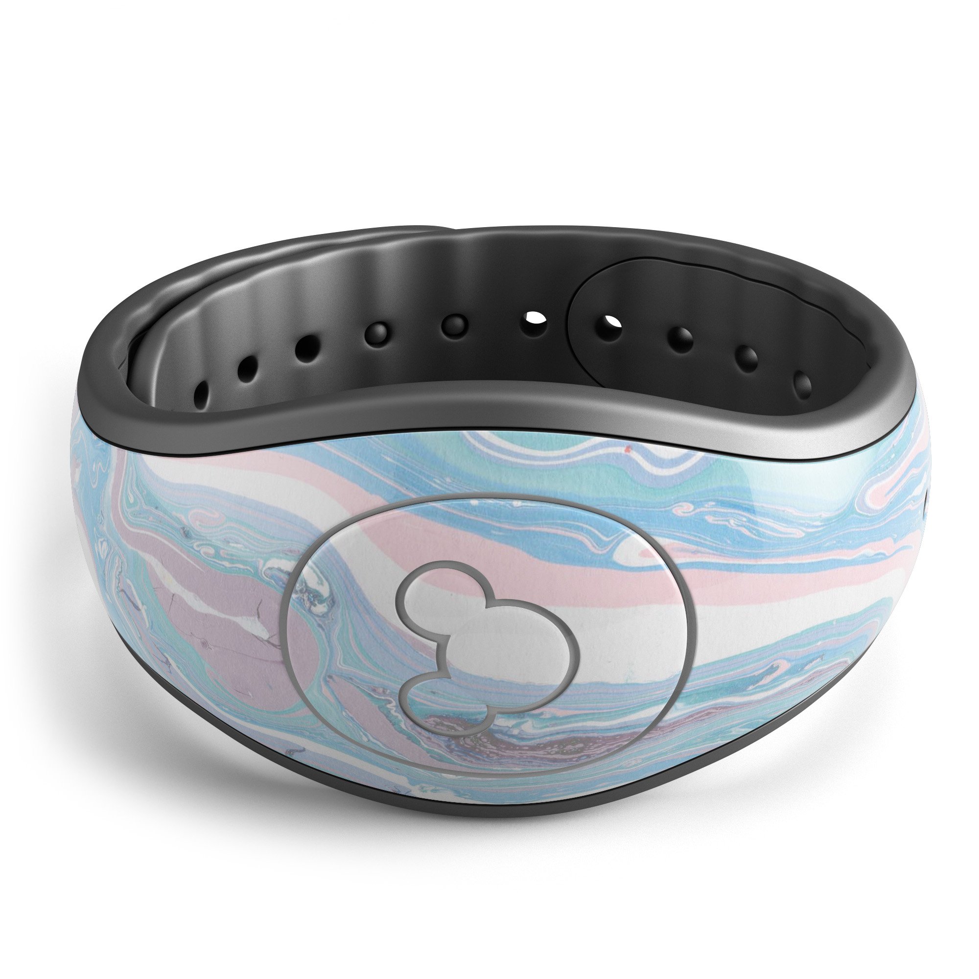 Marbleized Pink and Blue decal skin wrap kit for Disney Magic Band, showcasing vibrant colors and a stylish design.