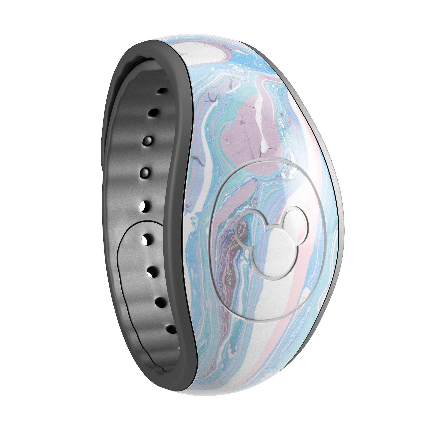 Marbleized Pink and Blue decal skin wrap kit for Disney Magic Band, showcasing vibrant colors and a stylish design.