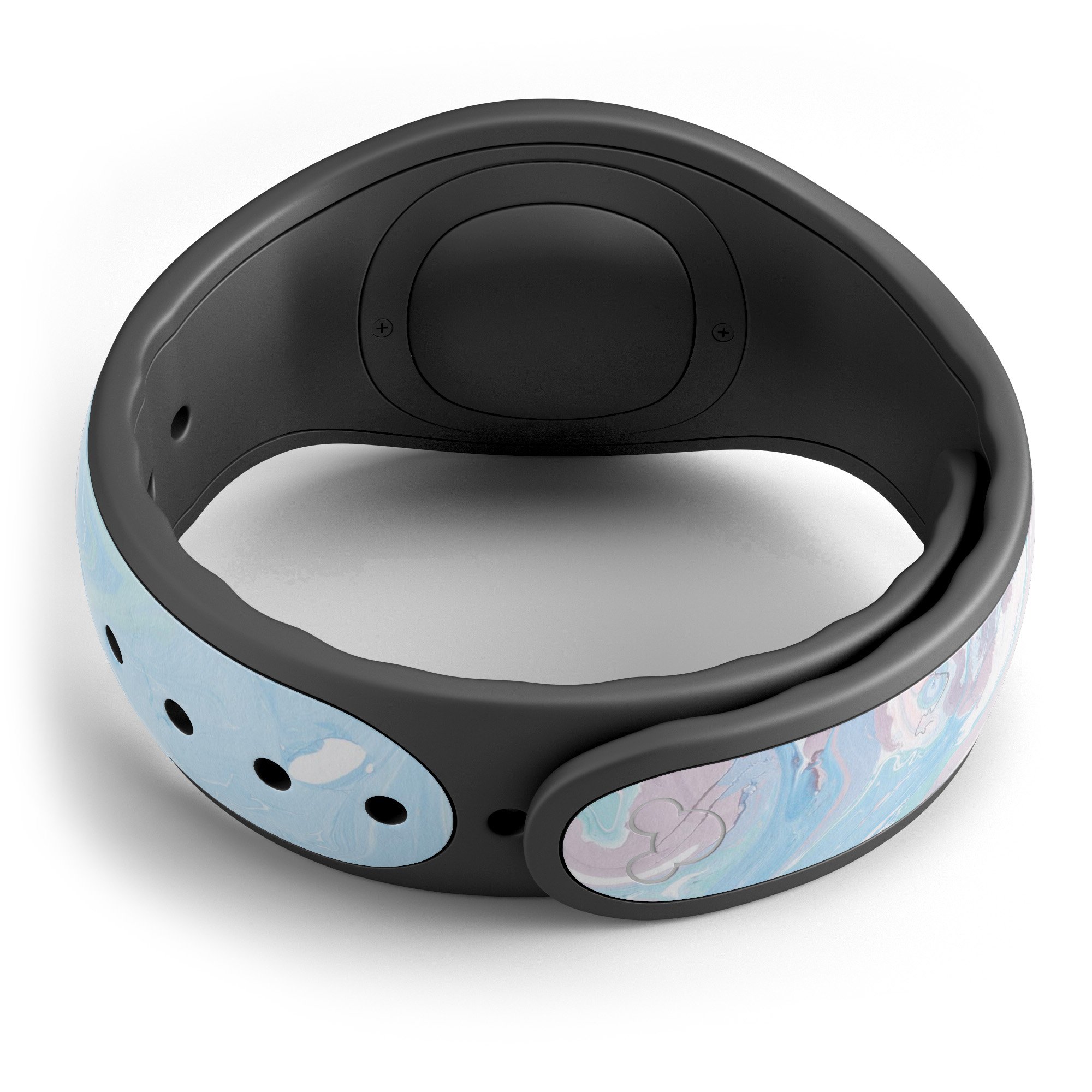 Marbleized Pink and Blue decal skin wrap kit for Disney Magic Band, showcasing vibrant colors and a stylish design.