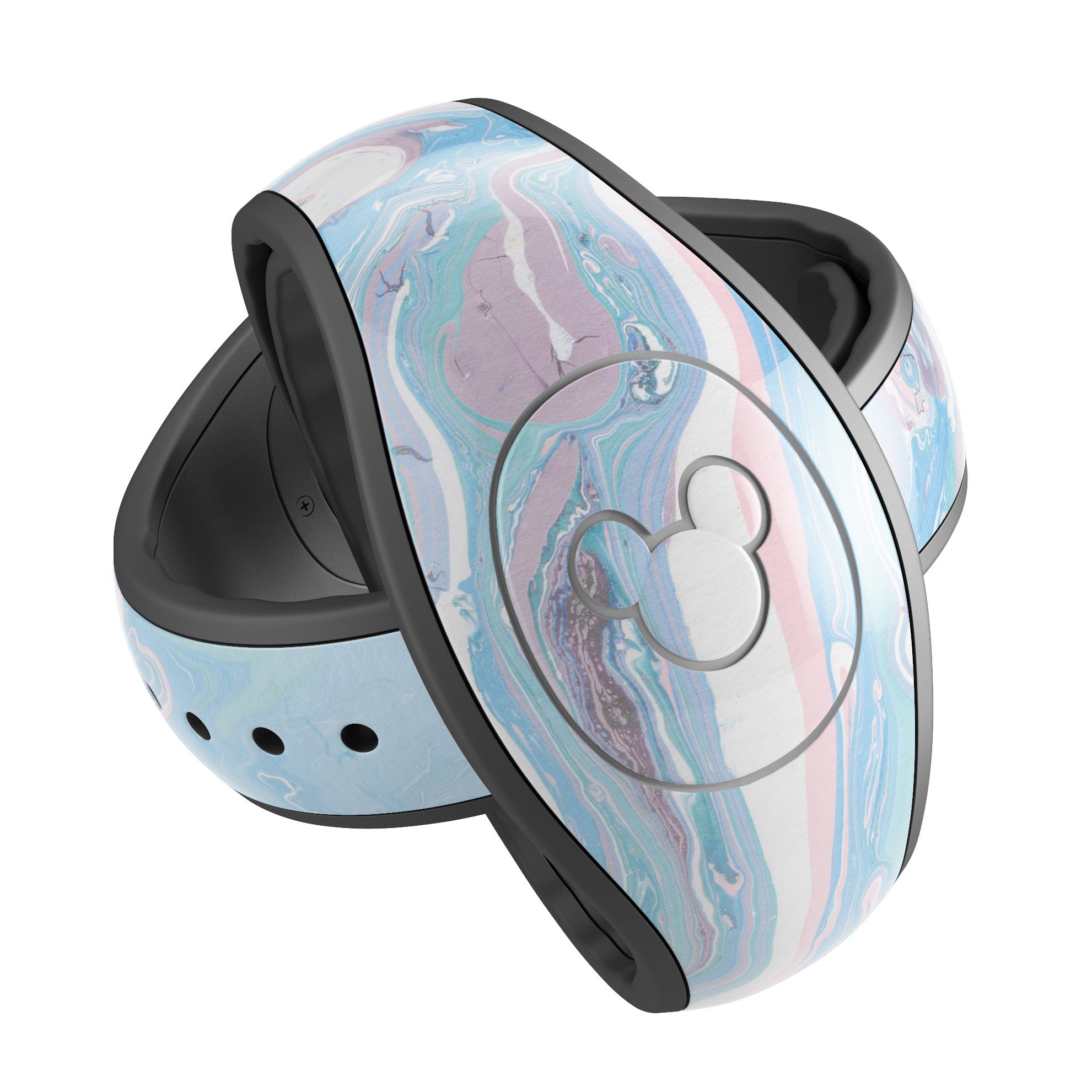 Marbleized Pink and Blue decal skin wrap kit for Disney Magic Band, showcasing vibrant colors and a stylish design.