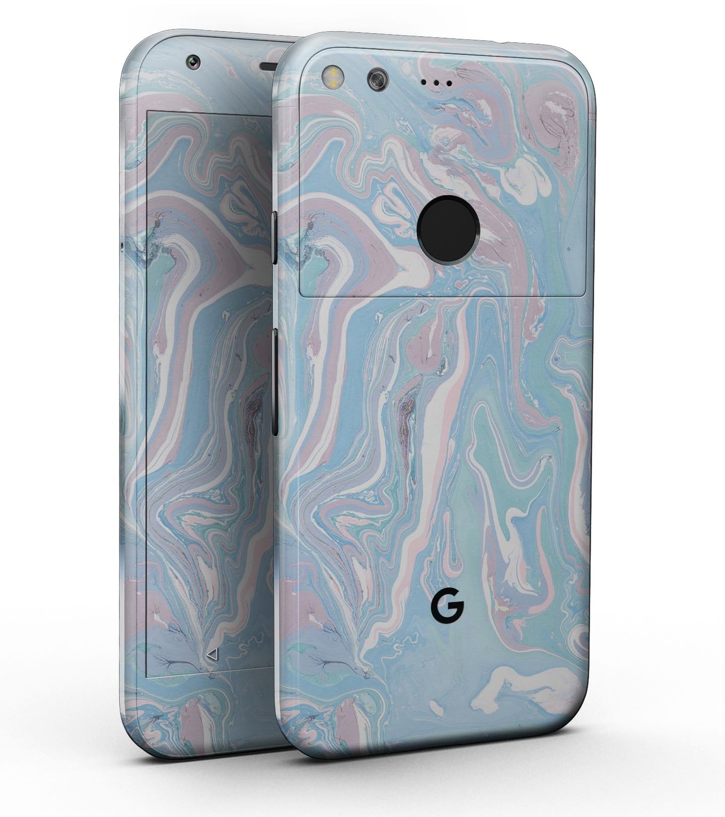 Marbleized Pink and Blue Soft v3 Full-Body Skin Kit for Google Pixel, showcasing a stylish design and precision fit.