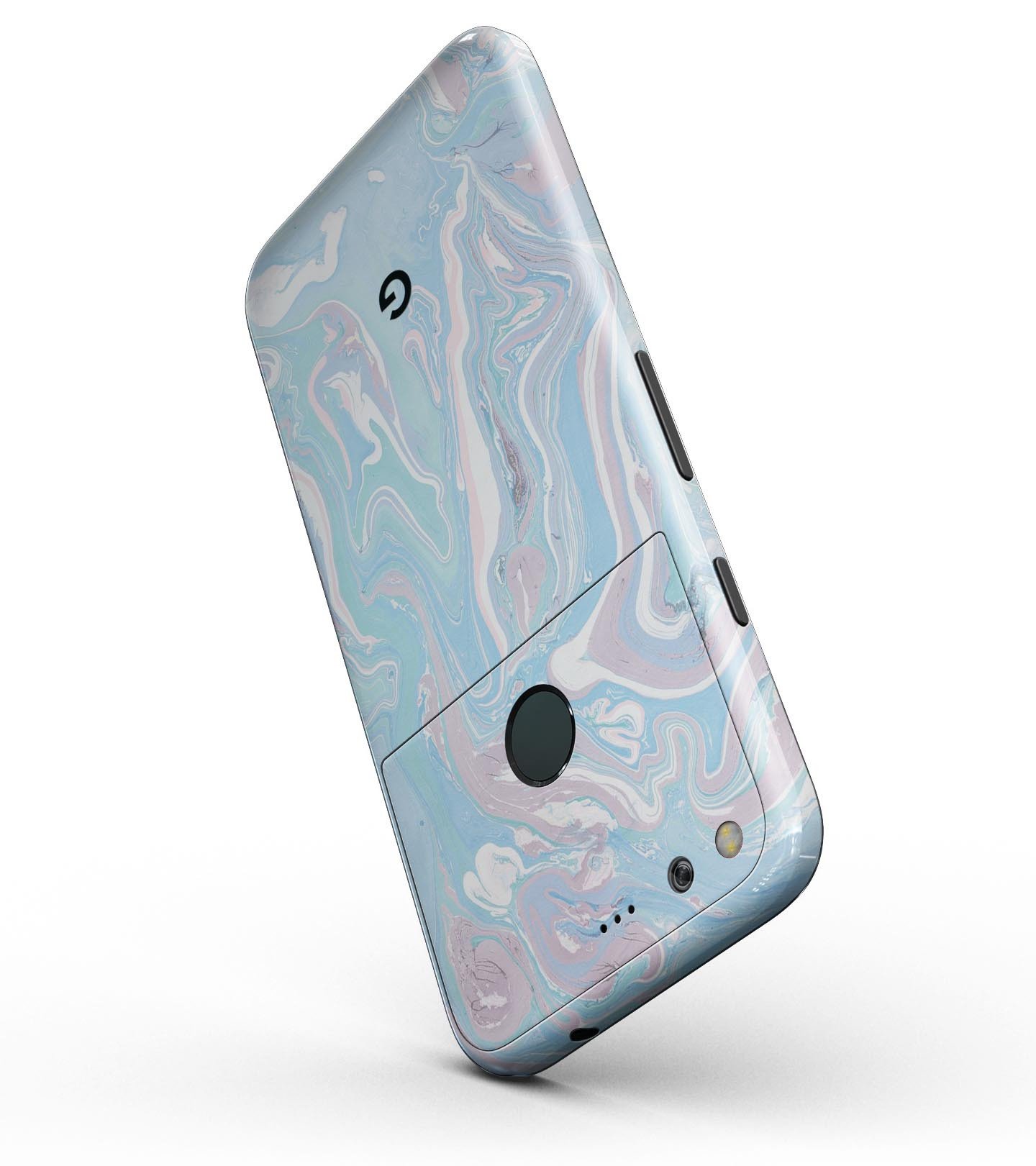 Marbleized Pink and Blue Soft v3 Full-Body Skin Kit for Google Pixel, showcasing a stylish design and precision fit.