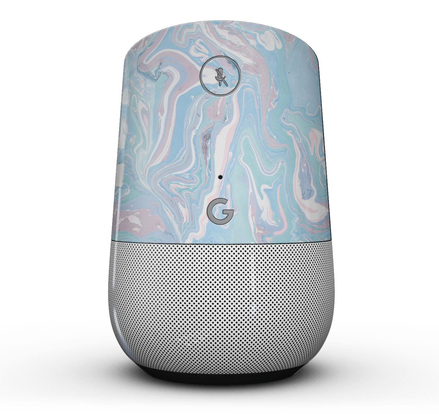 Marbleized Pink and Blue Full-Body Skin Kit for Google Home Assistant, showcasing a stylish design and precision fit.