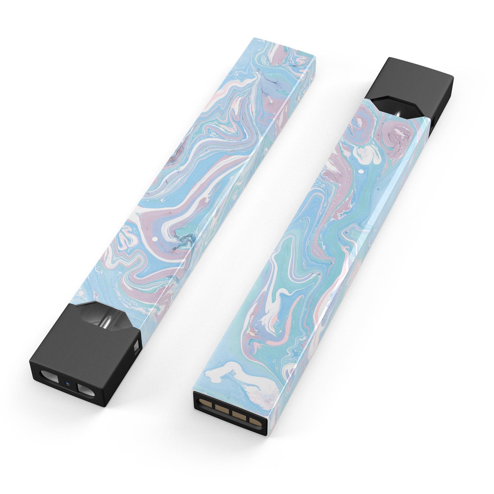 Marbleized Pink and Blue Soft v3 decal skin wrap for JUUL vaping device, showcasing vibrant colors and smooth finish.