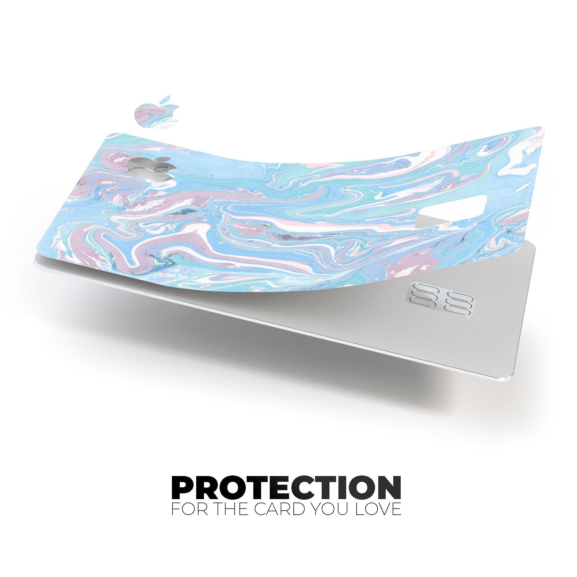 Marbleized Pink and Blue Soft v3 decal skin for Apple Card, showcasing vibrant colors and premium finish.