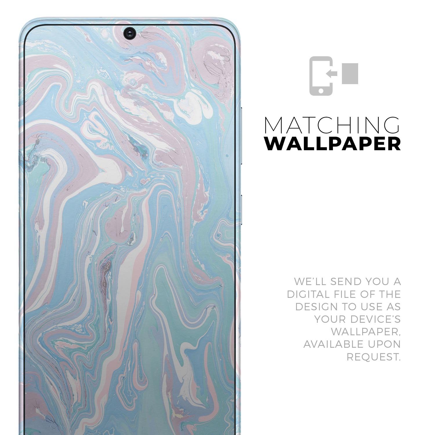 Marbleized Pink and Blue Skin-Kit for Samsung Galaxy, showcasing vibrant colors and a sleek design.