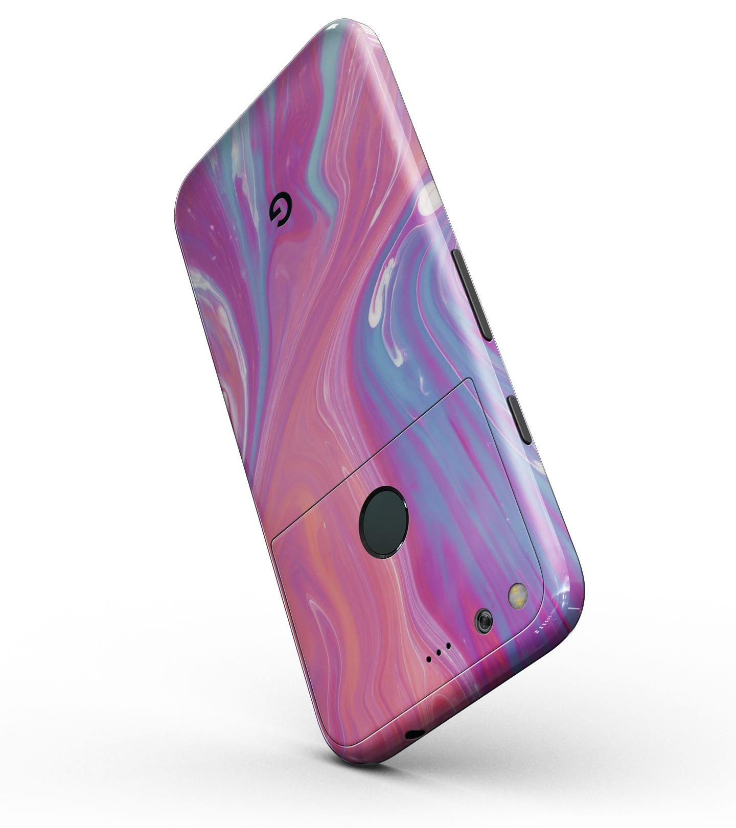 Marbleized Pink and Blue Full-Body Skin Kit for Google 5" Pixel, showcasing a stylish design and precision fit.