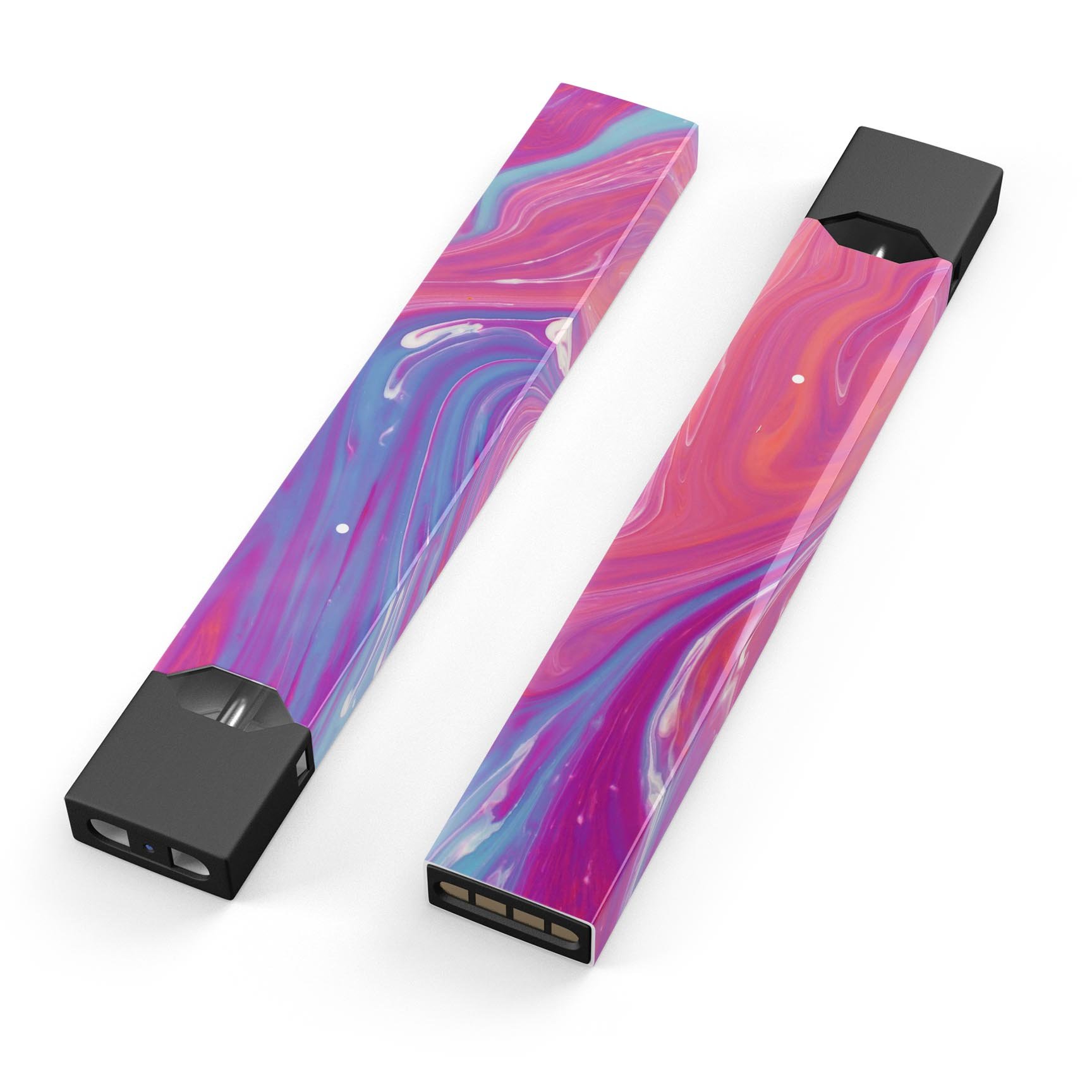 Marbleized Pink and Blue skin-wrap for JUUL vaping device, showcasing vibrant colors and a sleek design.