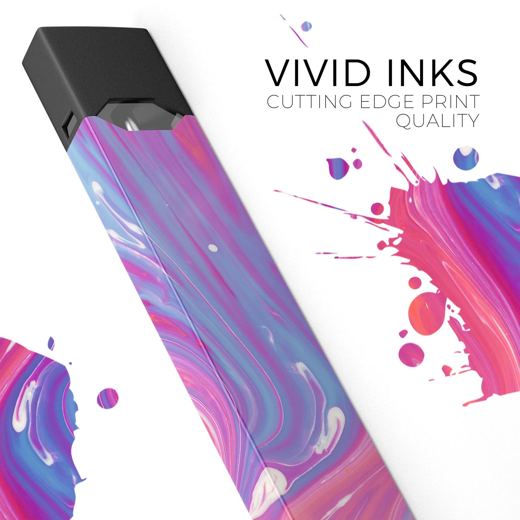 Marbleized Pink and Blue skin-wrap for JUUL vaping device, showcasing vibrant colors and a sleek design.