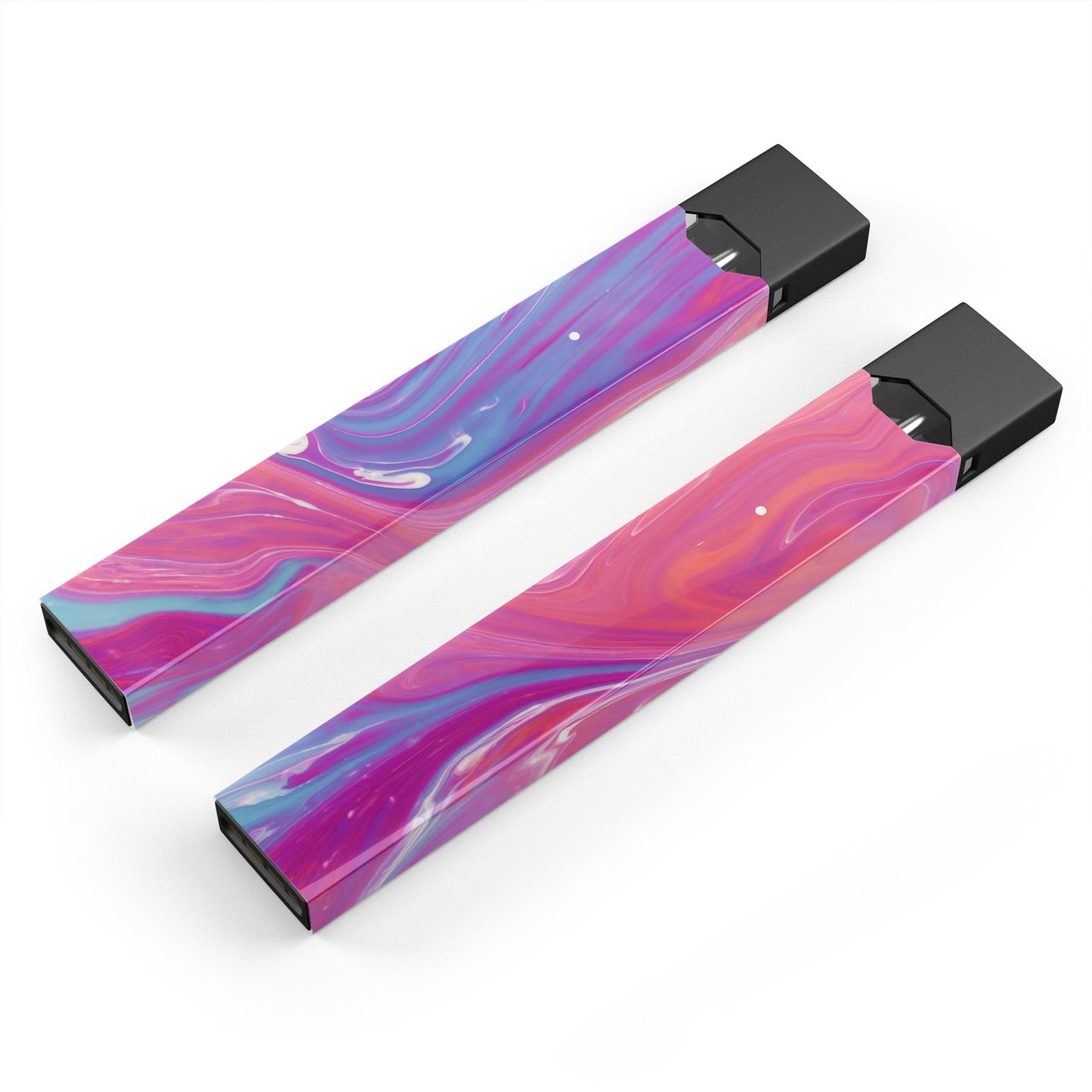 Marbleized Pink and Blue skin-wrap for JUUL vaping device, showcasing vibrant colors and a sleek design.