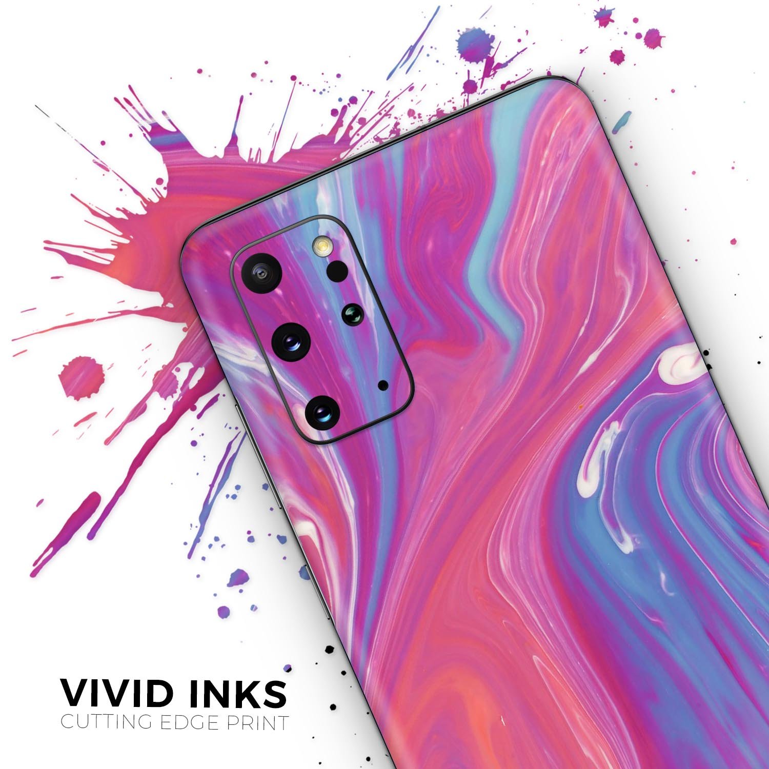 Marbleized Pink and Blue skin for Samsung Galaxy S20, showcasing vibrant colors and sleek design.