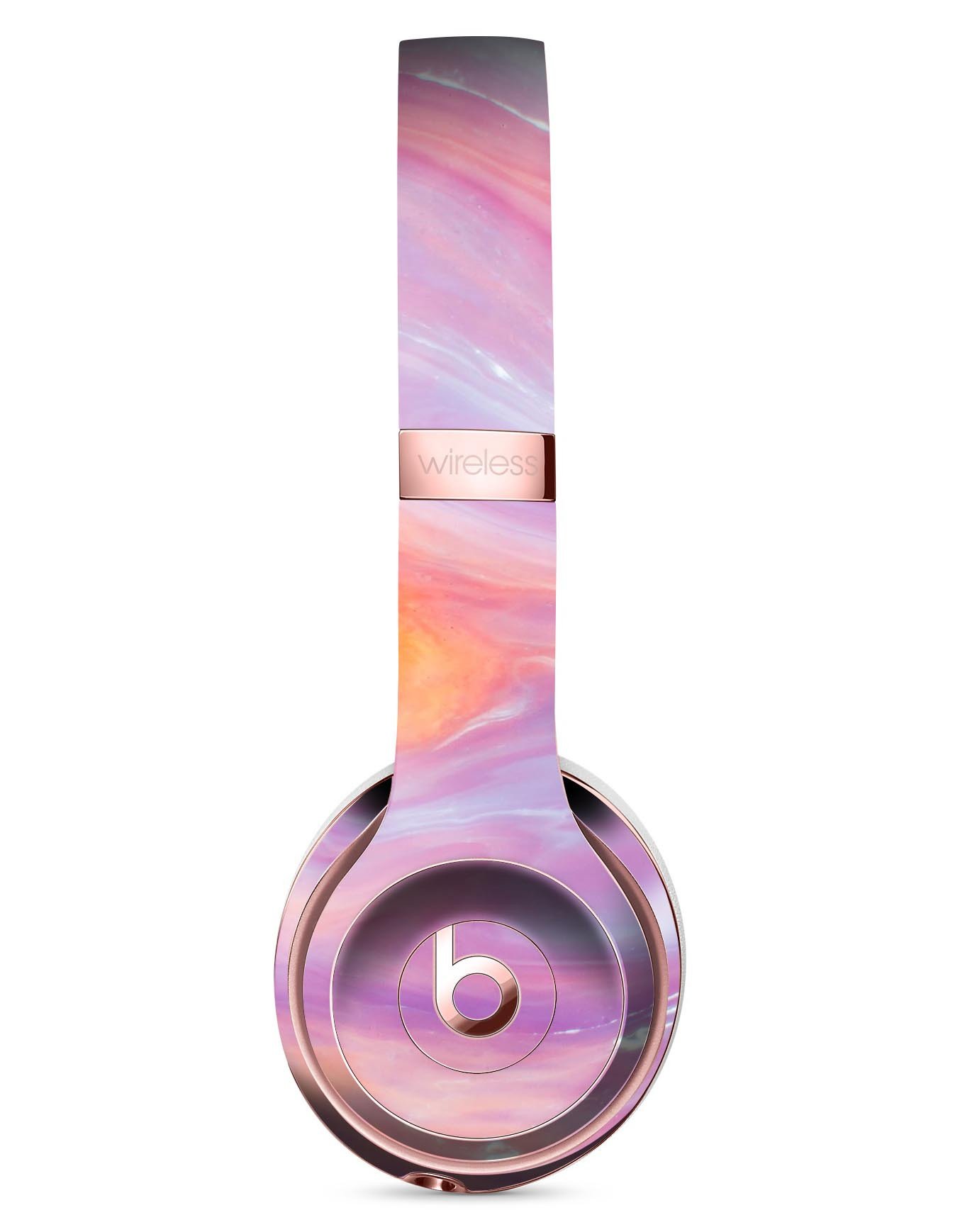 Marbleized Pink and Purple Paradise Full-Body Skin Kit for Beats by Dre Solo 3 Wireless Headphones, showcasing vibrant colors and unique design.