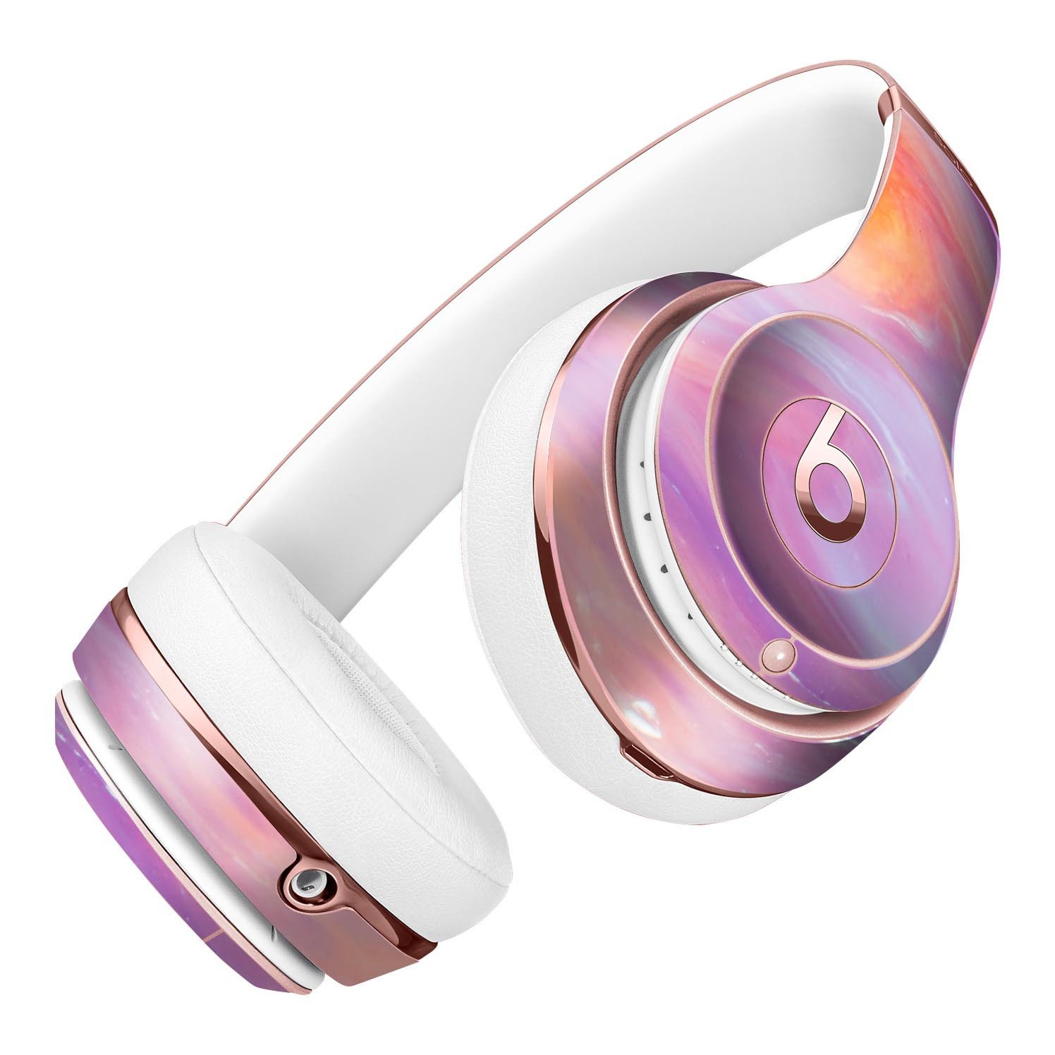 Marbleized Pink and Purple Paradise Full-Body Skin Kit for Beats by Dre Solo 3 Wireless Headphones, showcasing vibrant colors and unique design.