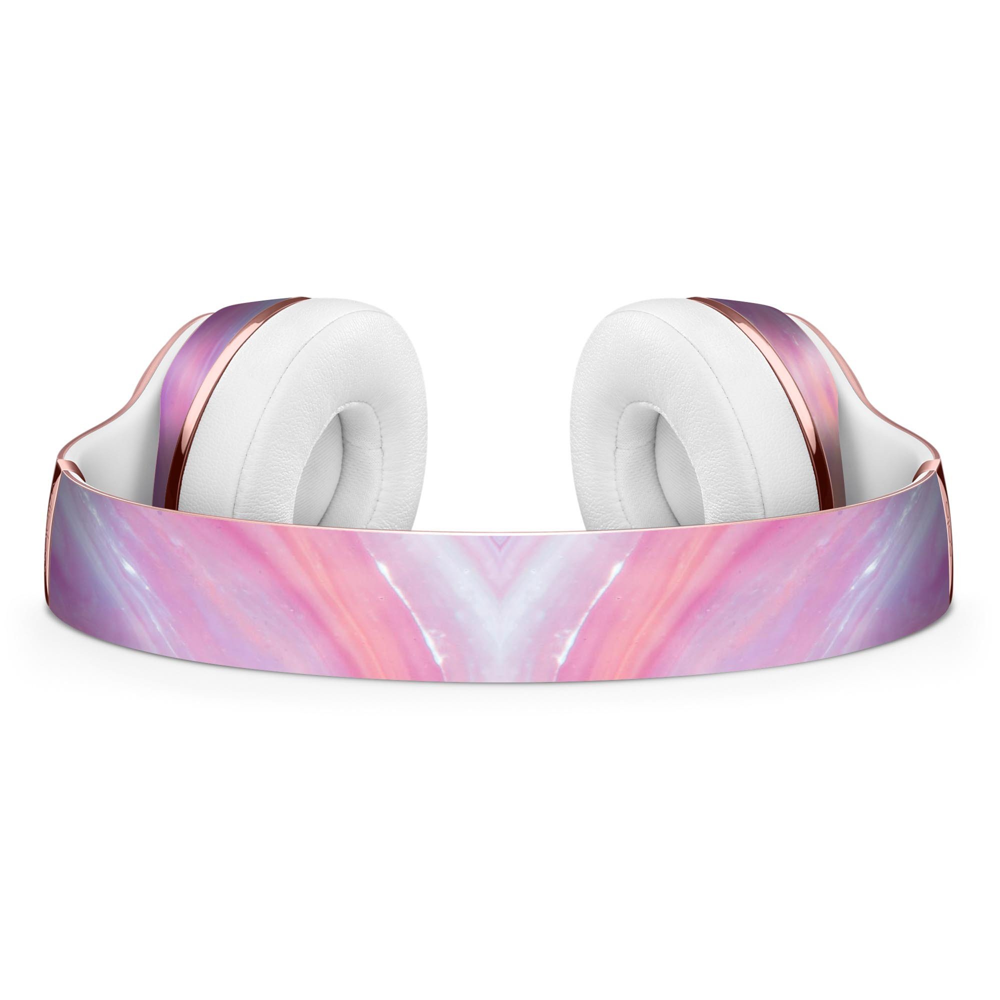 Marbleized Pink and Purple Paradise Full-Body Skin Kit for Beats by Dre Solo 3 Wireless Headphones, showcasing vibrant colors and unique design.