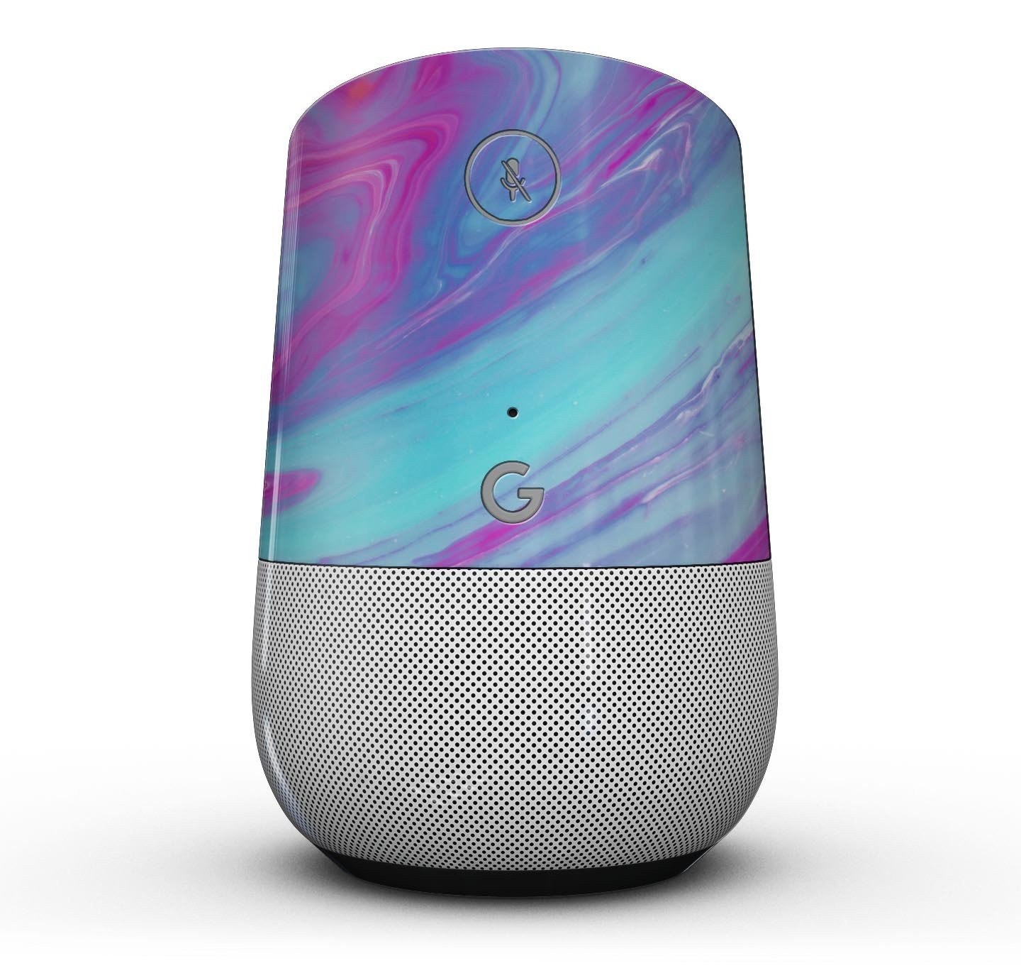 Marbleized Pink Ocean Blue Full-Body Skin Kit for Google Home Assistant, showcasing its stylish design and precision fit.