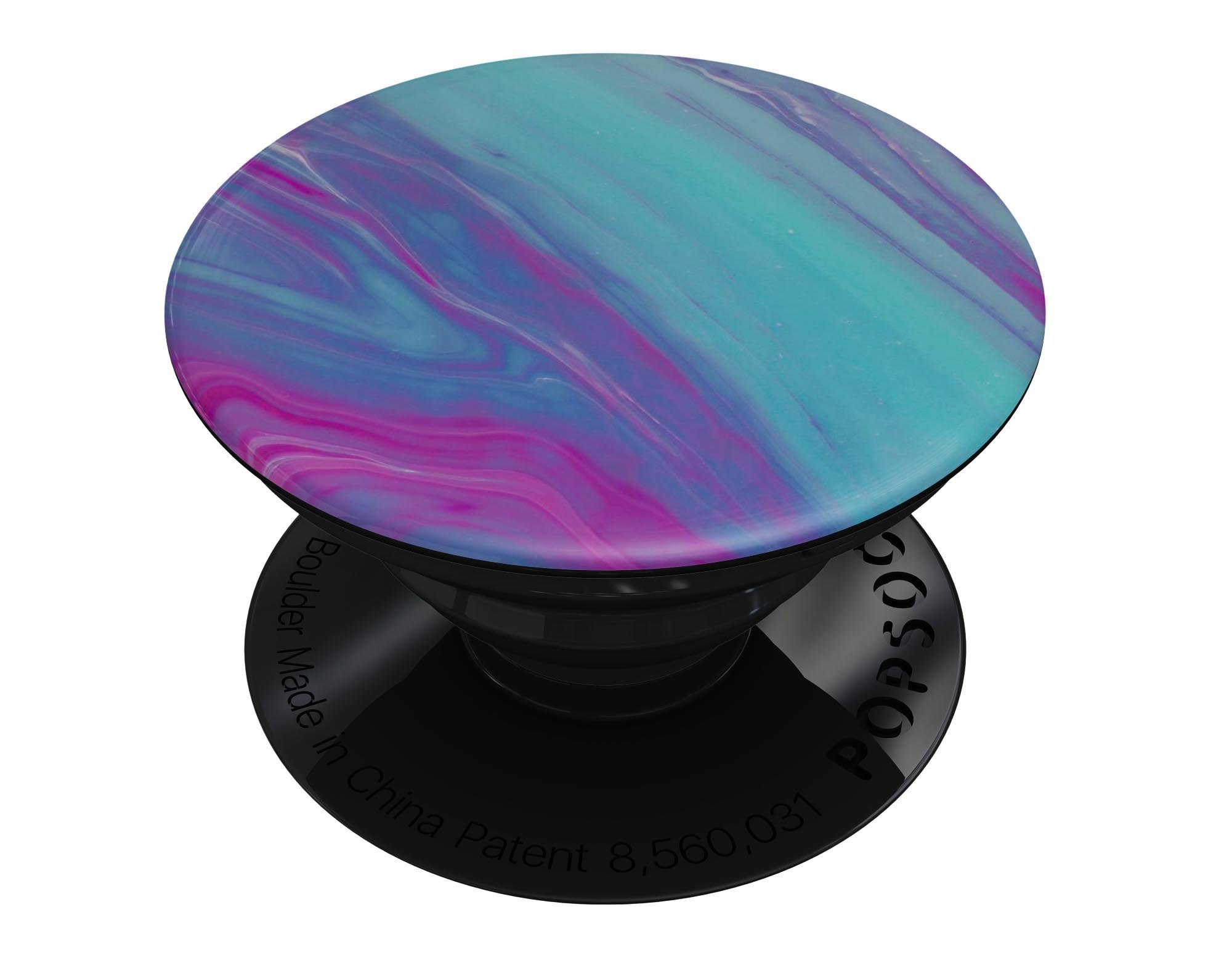 Marbleized Pink Ocean Blue Skin Kit for PopSockets, showcasing vibrant colors and a stylish design.