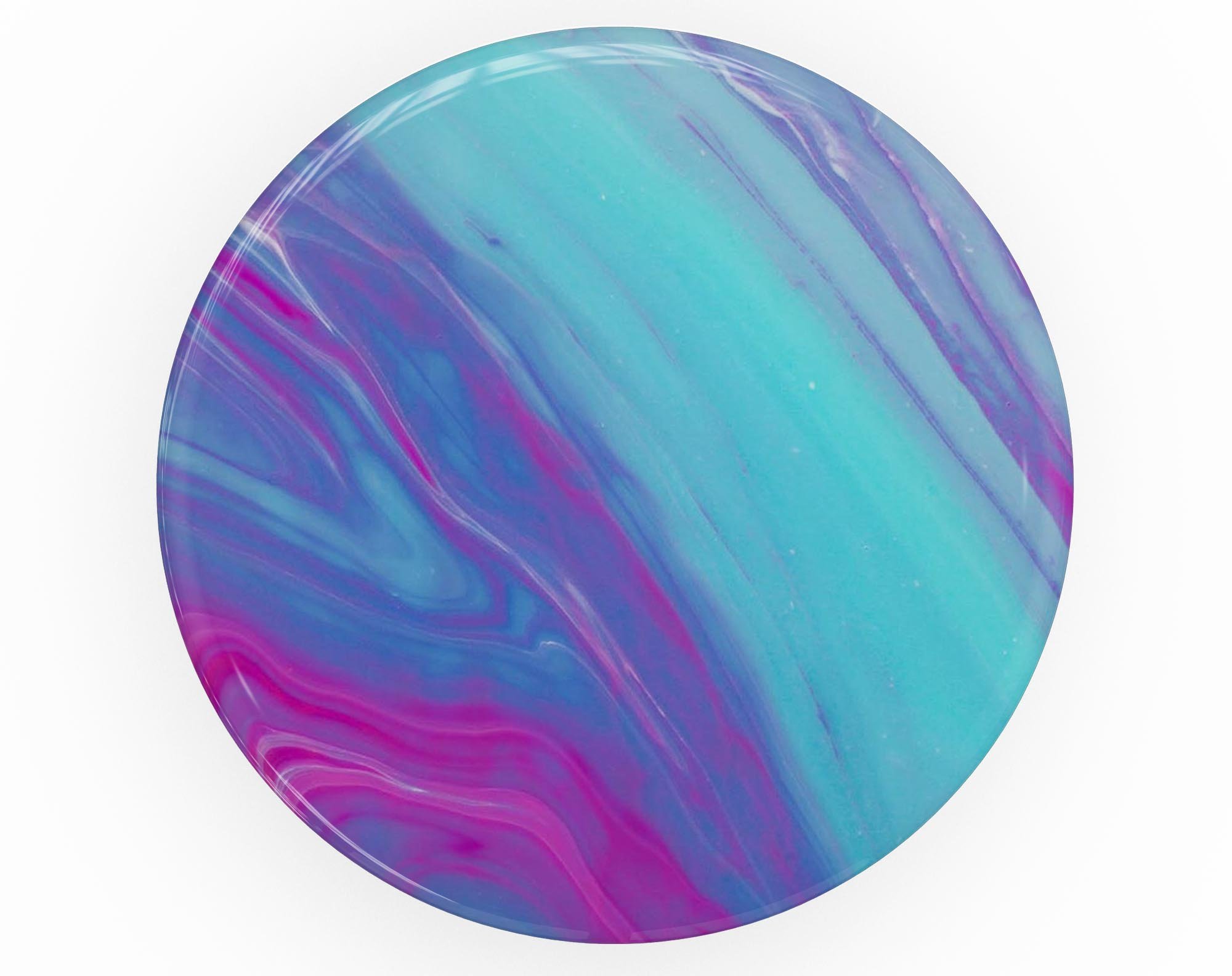 Marbleized Pink Ocean Blue Skin Kit for PopSockets, showcasing vibrant colors and a stylish design.