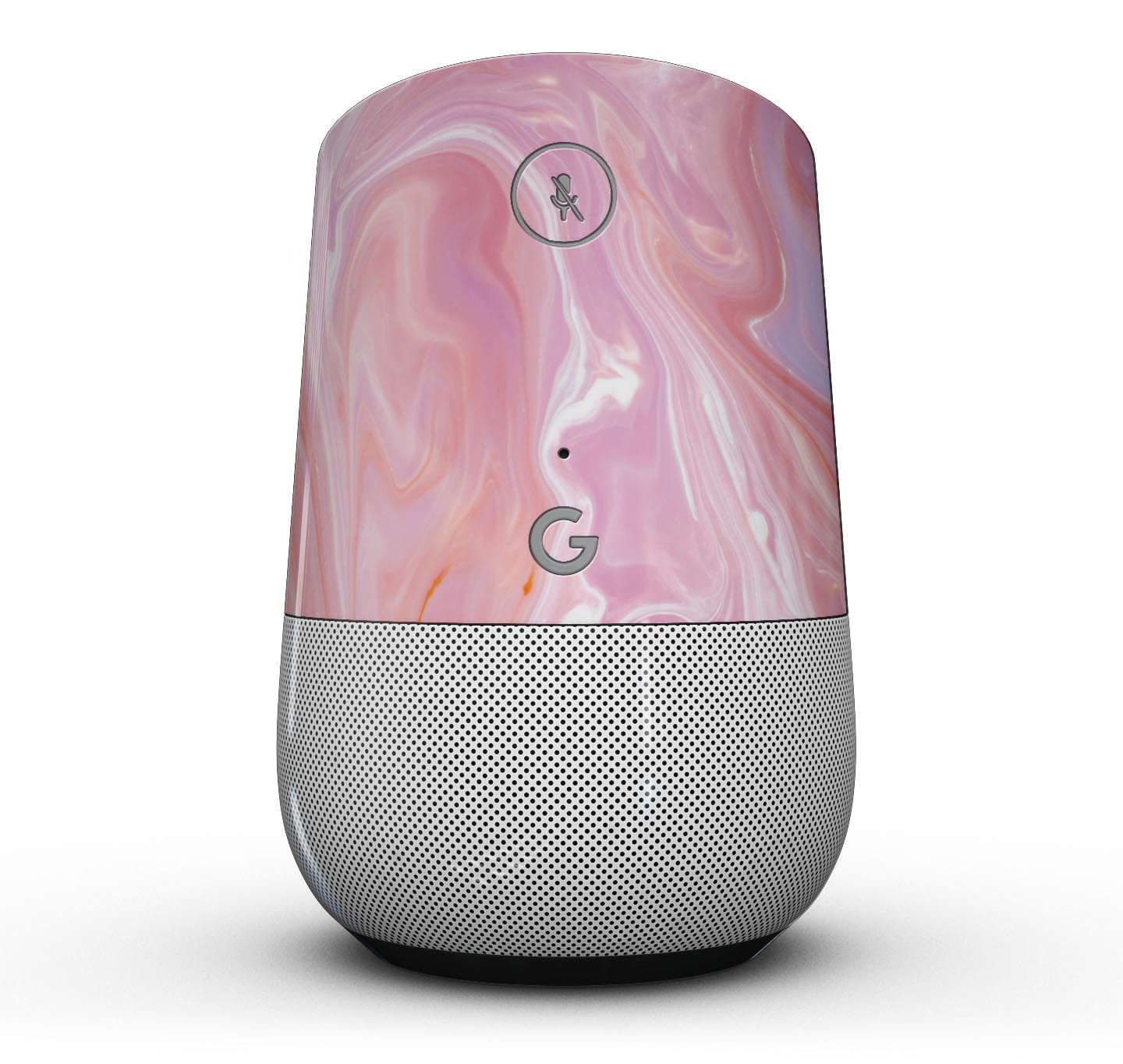 Marbleized Pink Paradise Full-Body Skin Kit for Google Home, showcasing a stylish pink marble design that fits perfectly on the device.