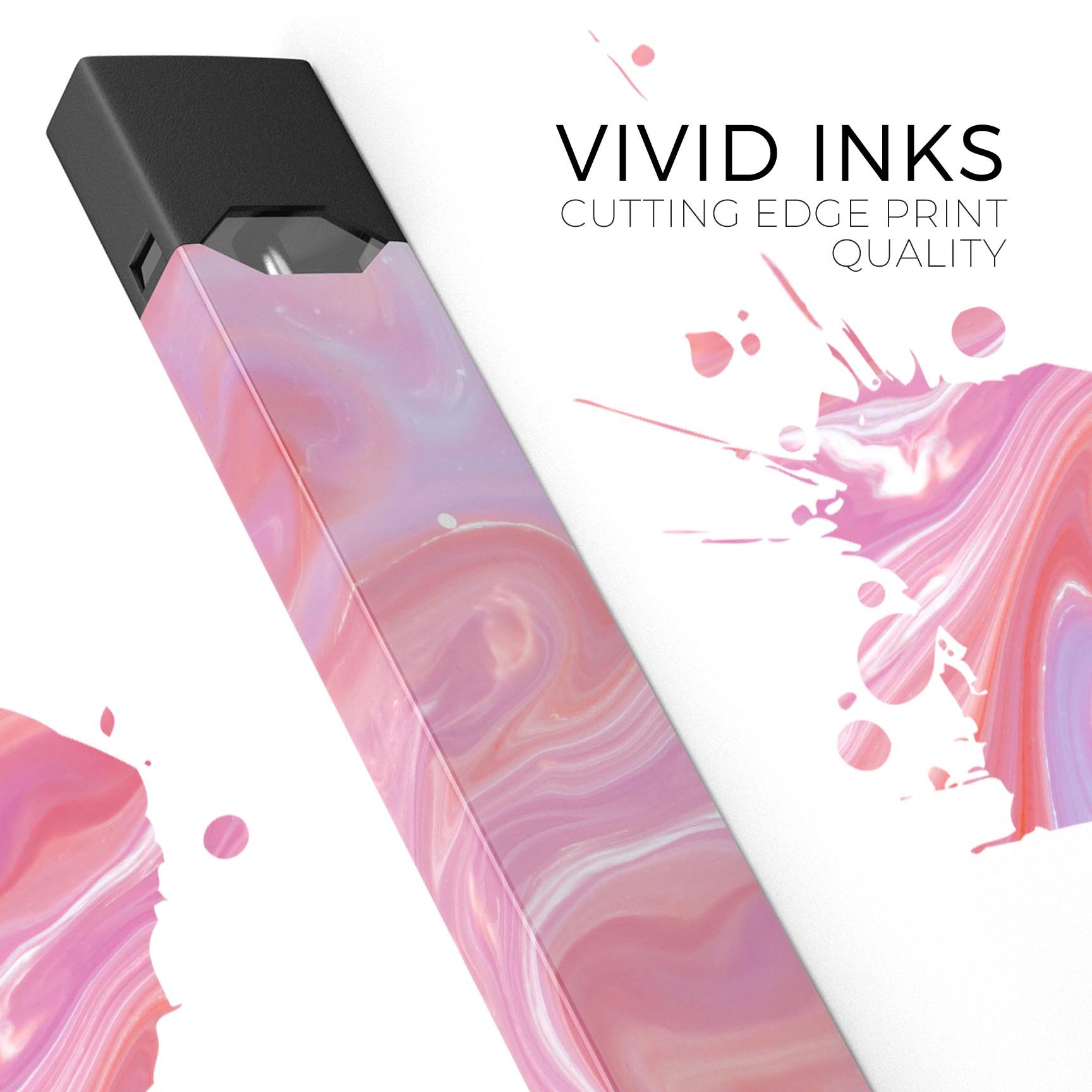 Marbleized Pink Paradise skin-wrap sticker designed for JUUL vaping device, showcasing vibrant pink marble design.