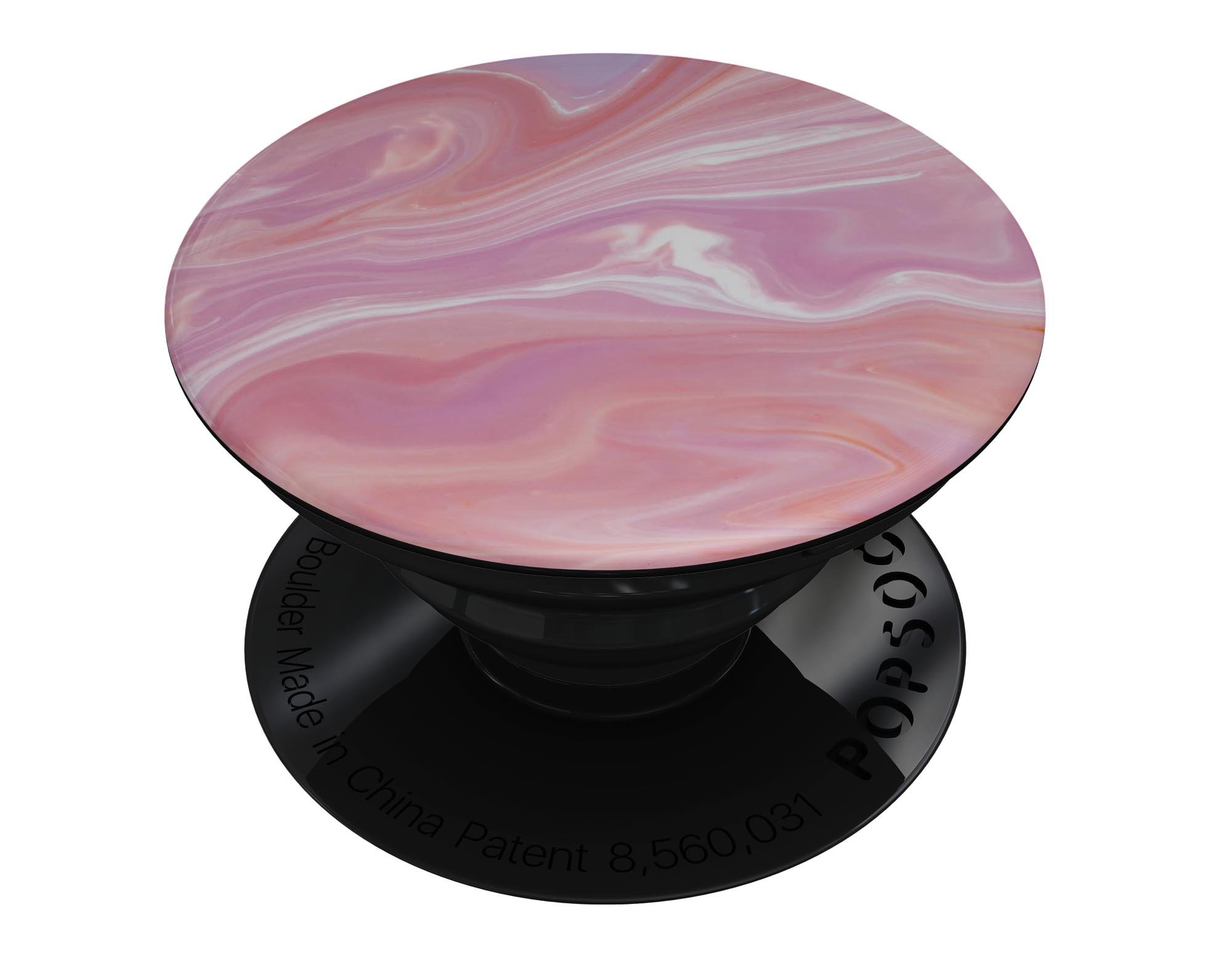 Marbleized Pink Paradise Skin Kit for PopSockets featuring a vibrant pink and white marble design, showcasing its premium vinyl material.