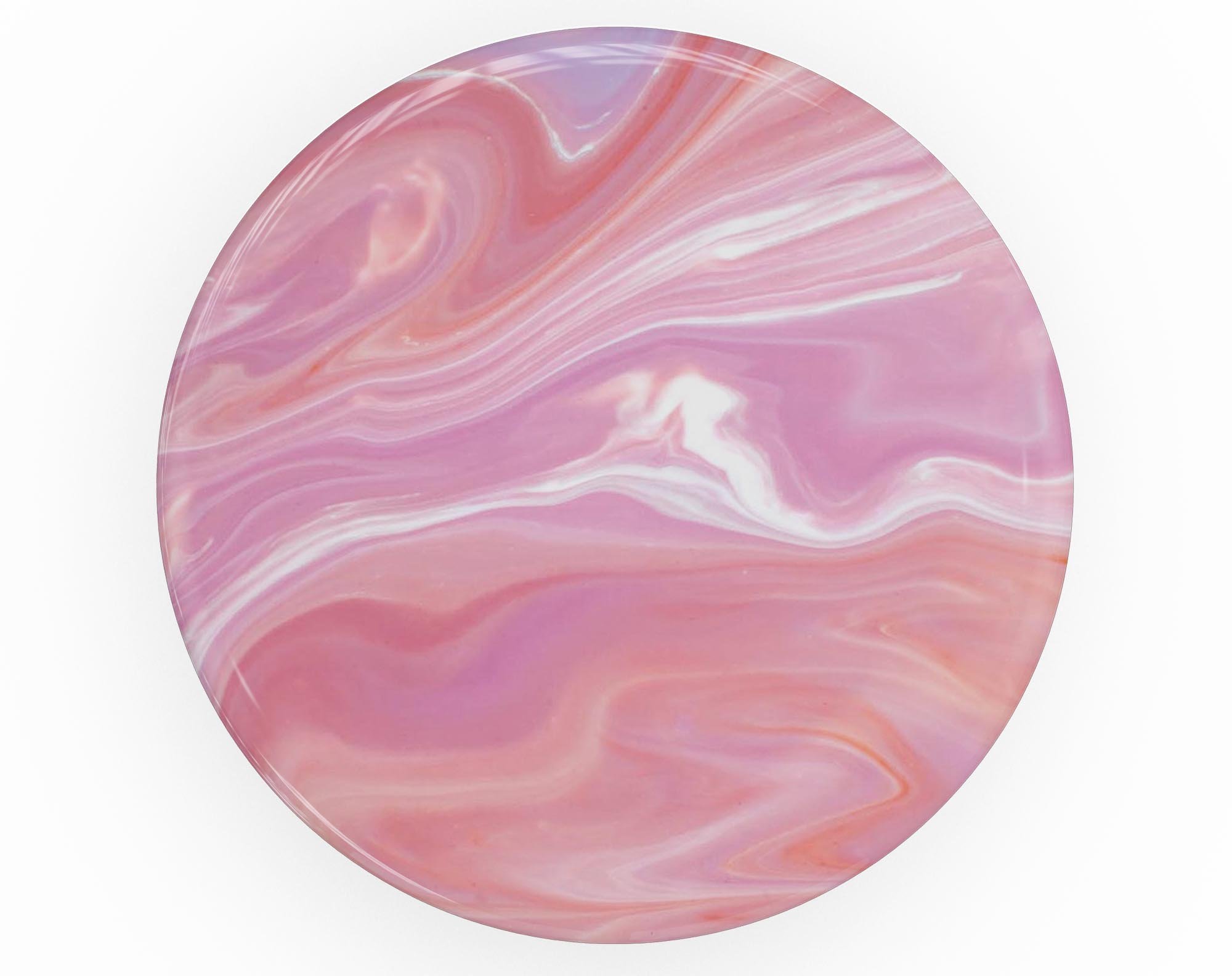 Marbleized Pink Paradise Skin Kit for PopSockets featuring a vibrant pink and white marble design, showcasing its premium vinyl material.